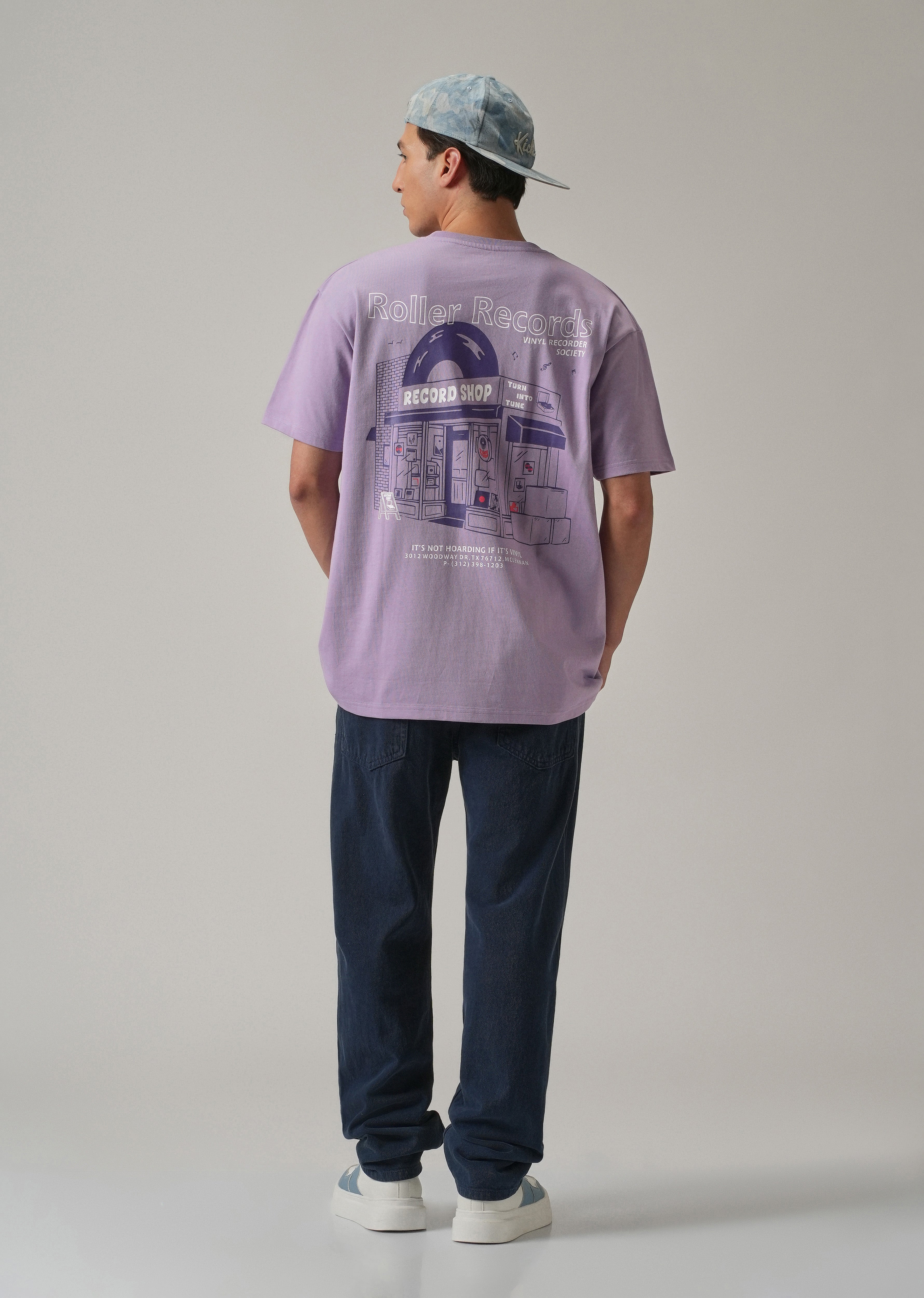 Lavender Back Printed Oversized T-Shirt