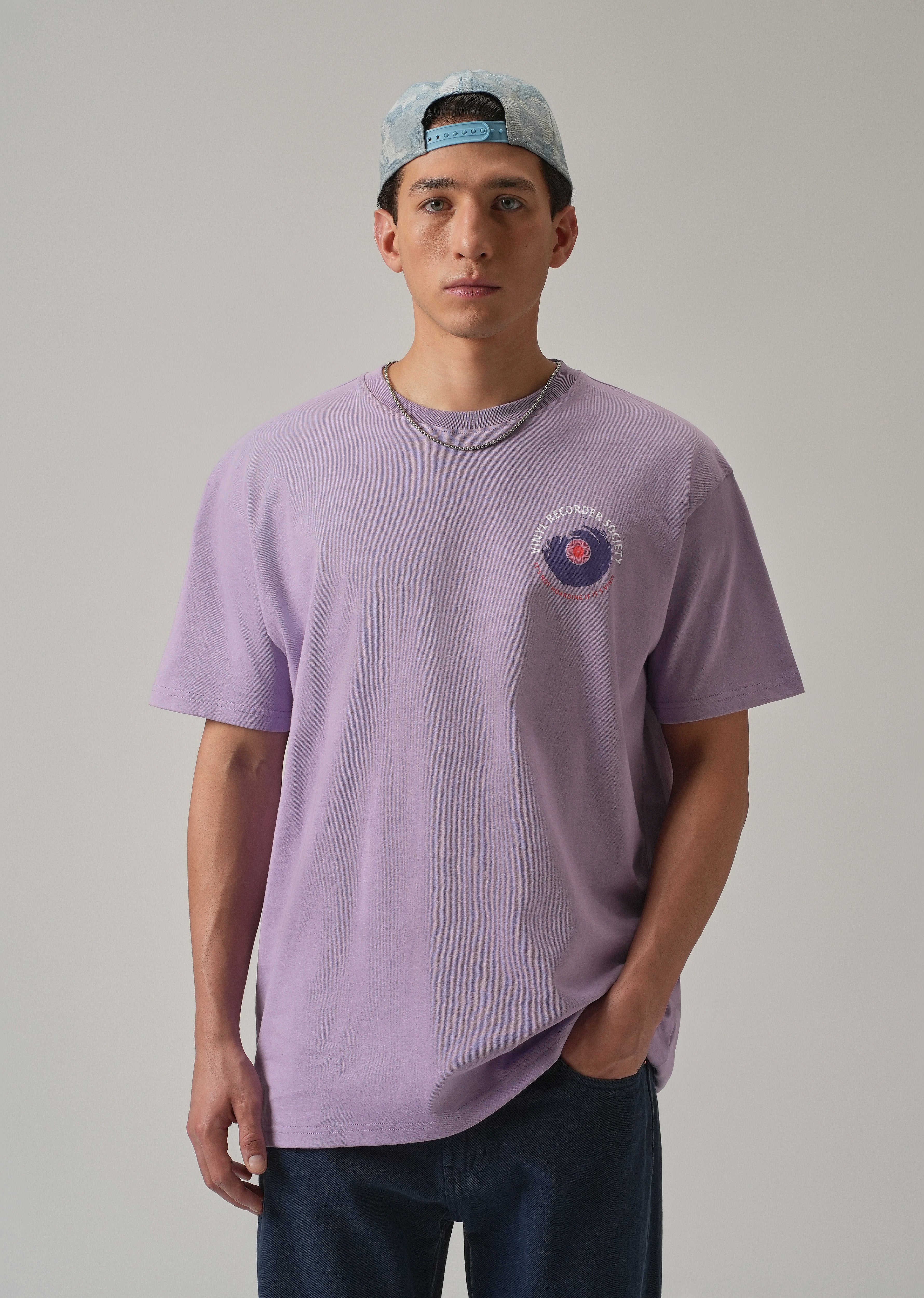 Lavender Back Printed Oversized T-Shirt