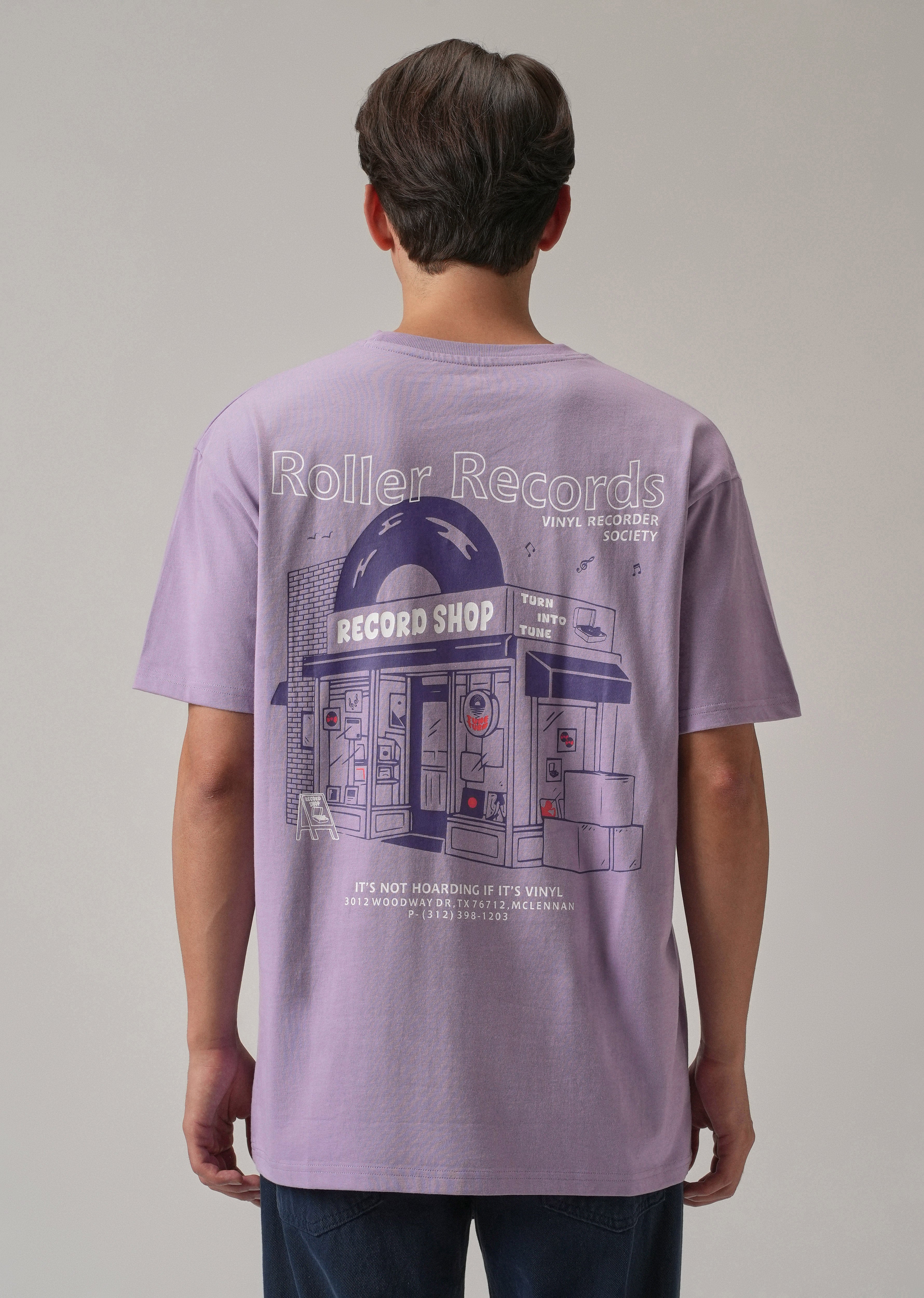 Lavender Back Printed Oversized T-Shirt