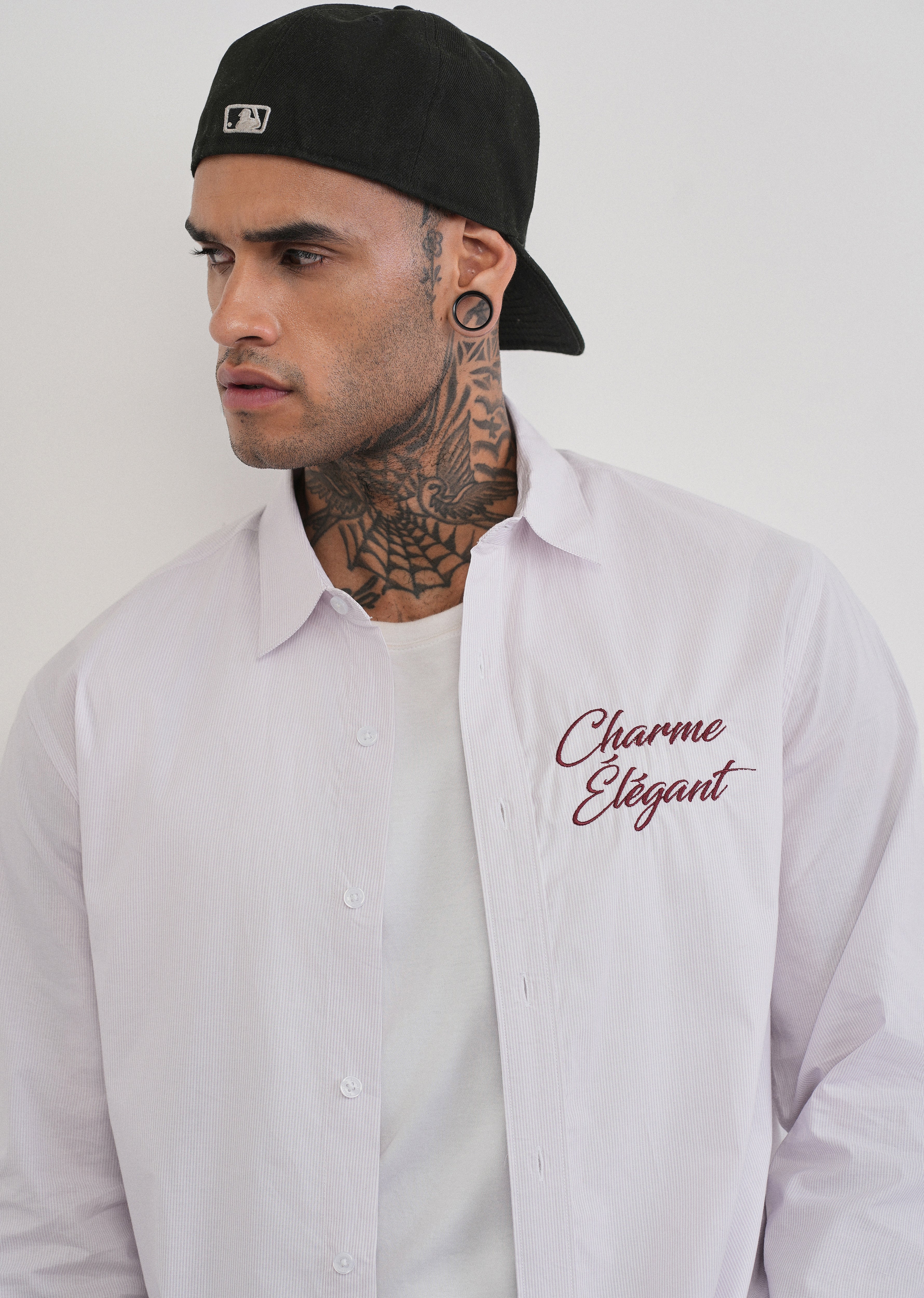 Lavender Back Printed Stripe Shirt