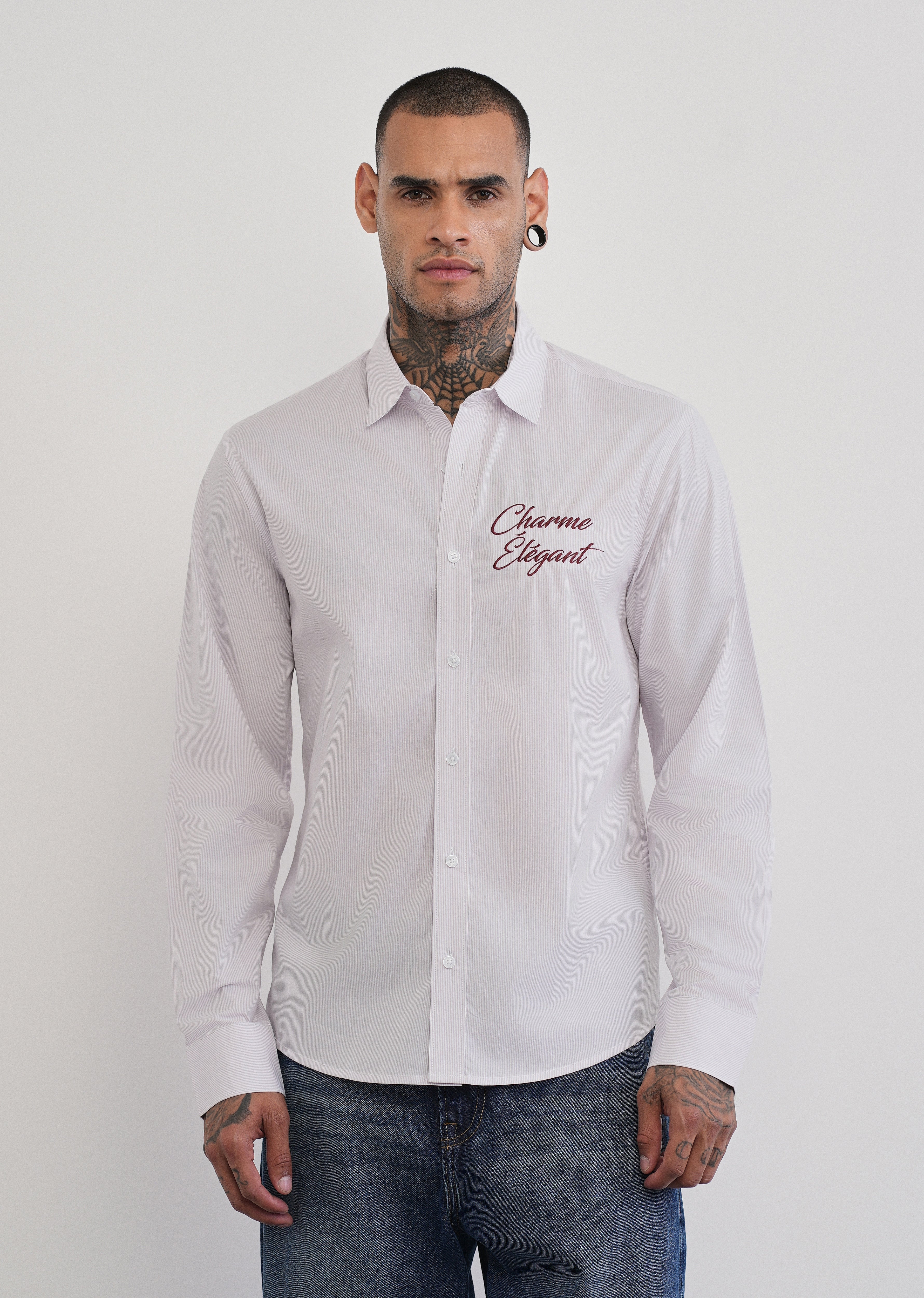 Lavender Back Printed Stripe Shirt