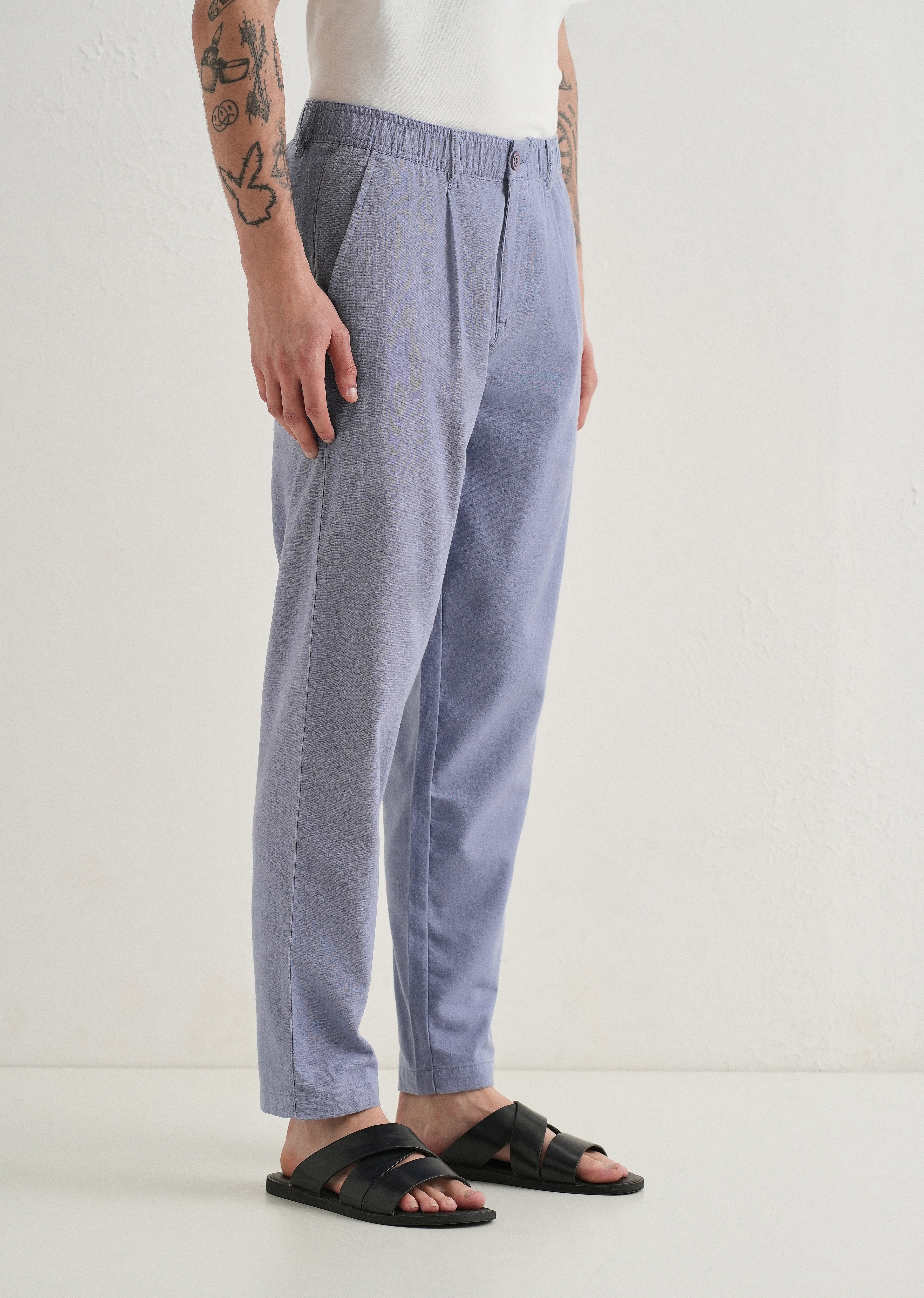 Lavender Comfort Fit Linen Pant