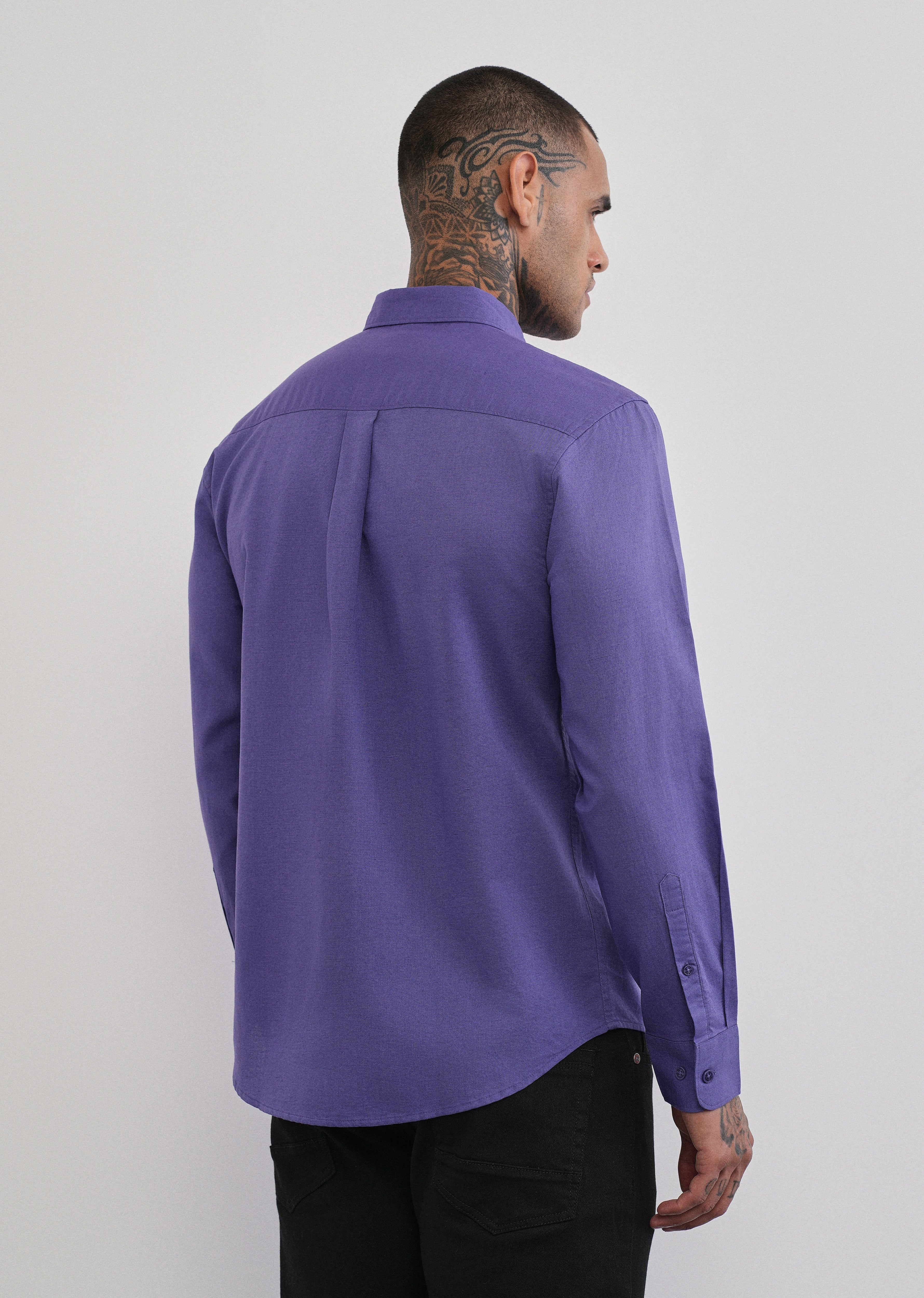 Lavender Cotton Linen Plain Shirt