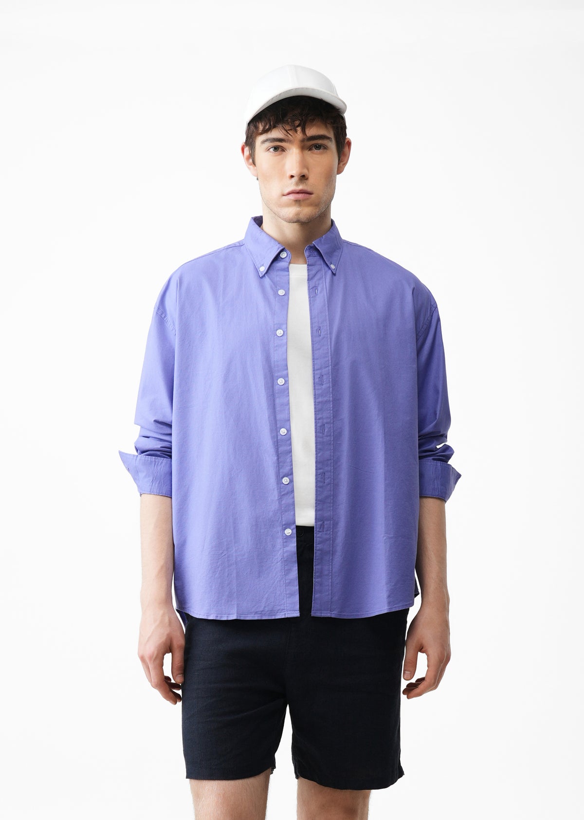 Lavender Cotton Stretch Oversized Shirt