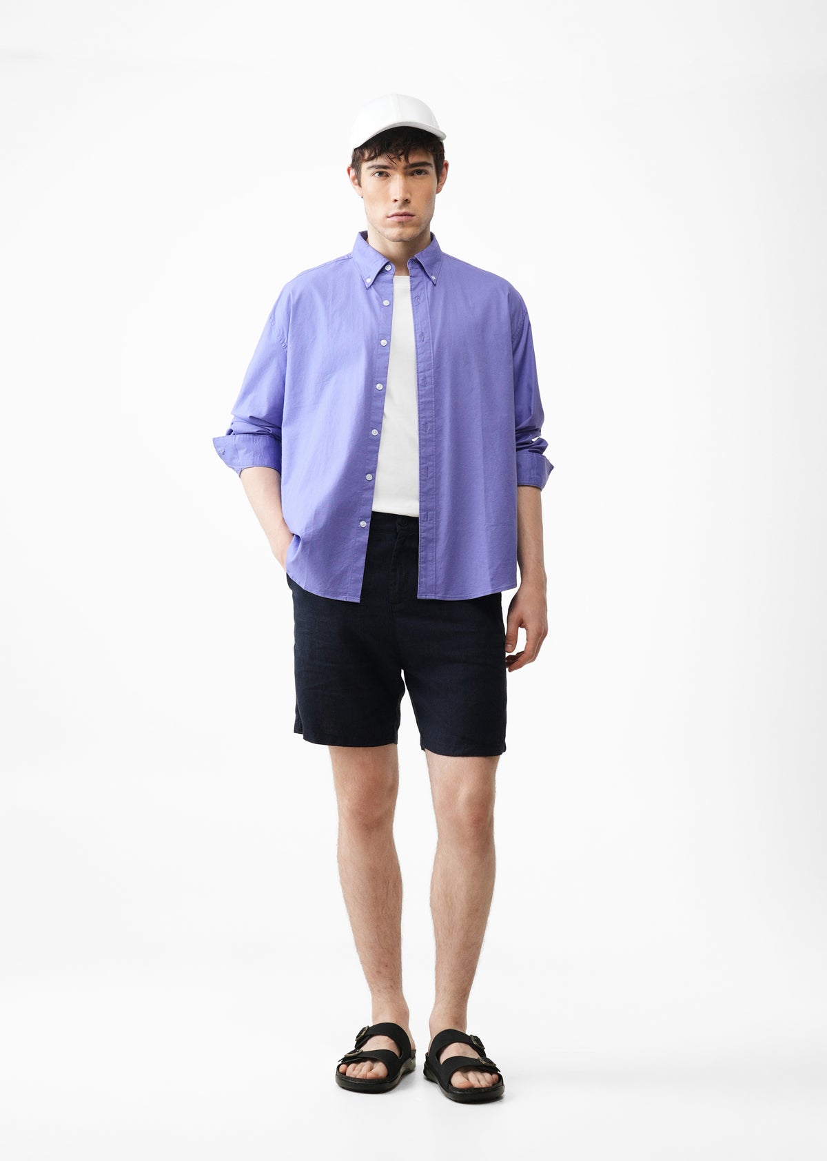 Lavender Cotton Stretch Oversized Shirt
