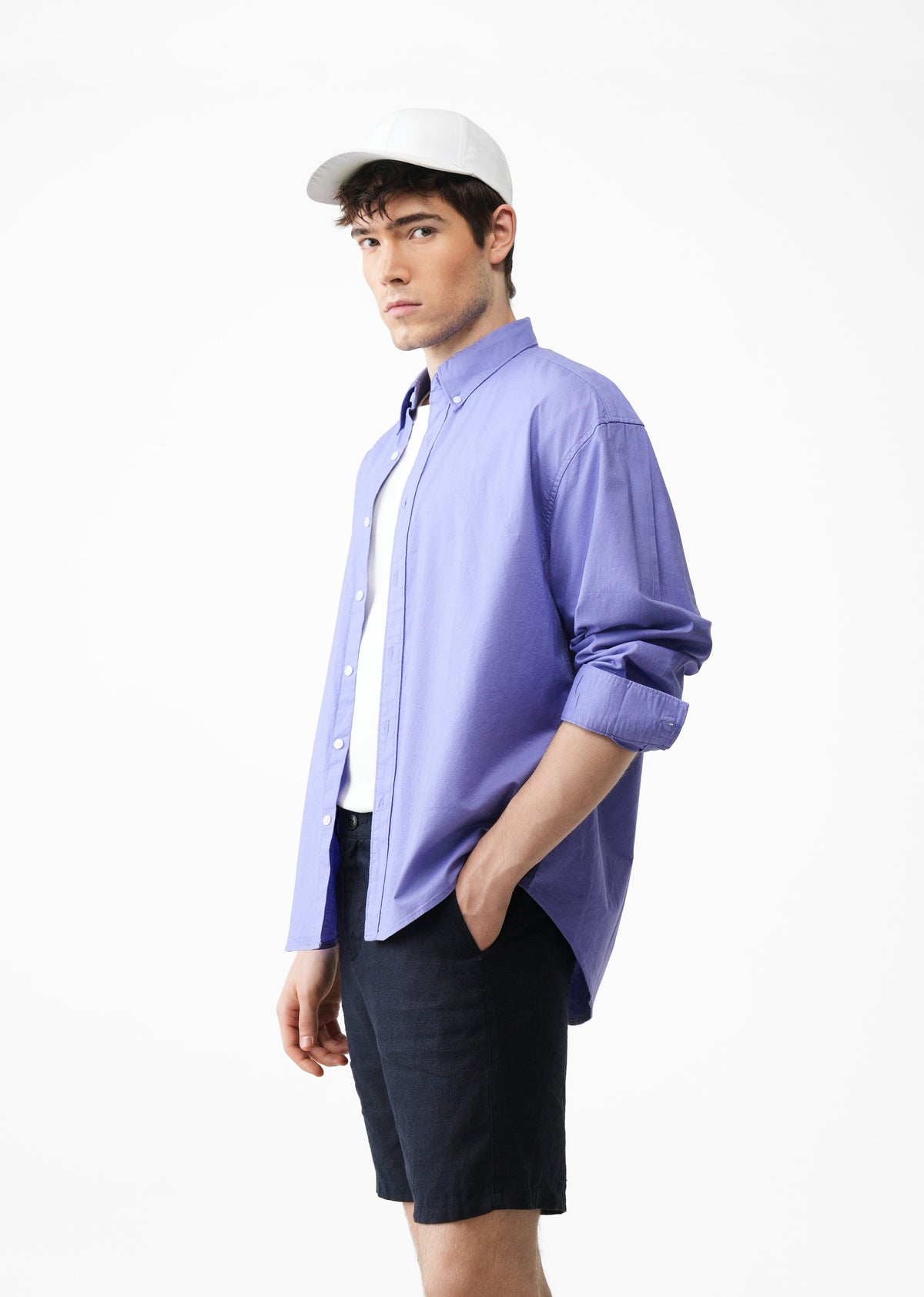 Lavender Cotton Stretch Oversized Shirt