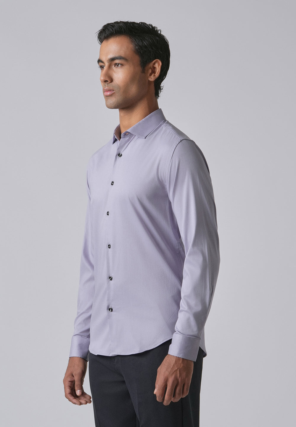Lavender Cotton Stretch Plain Shirt