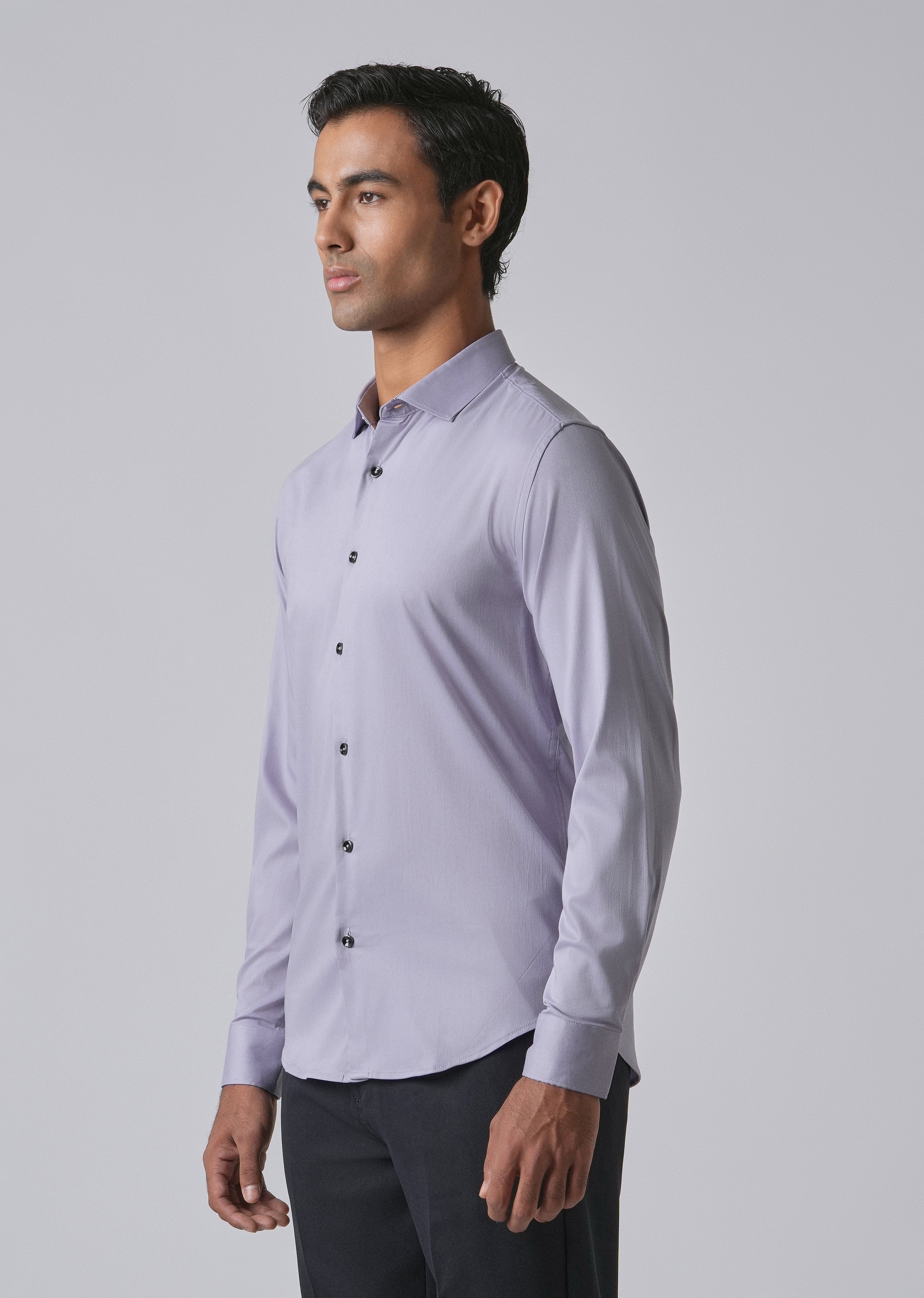 Lavender Cotton Stretch Plain Shirt