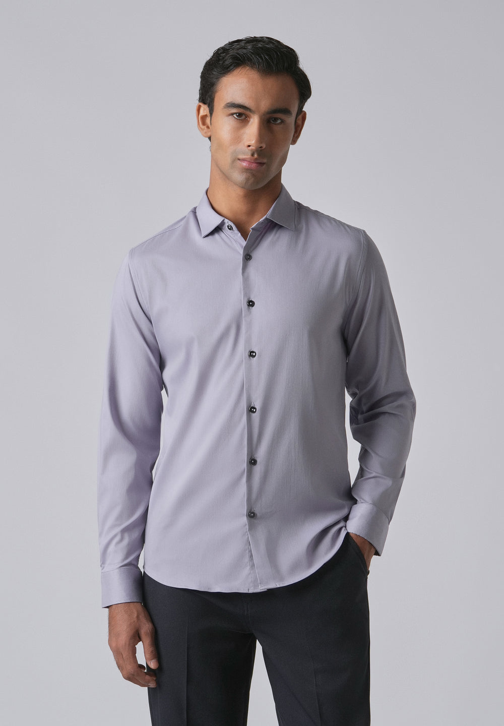 Lavender Cotton Stretch Plain Shirt