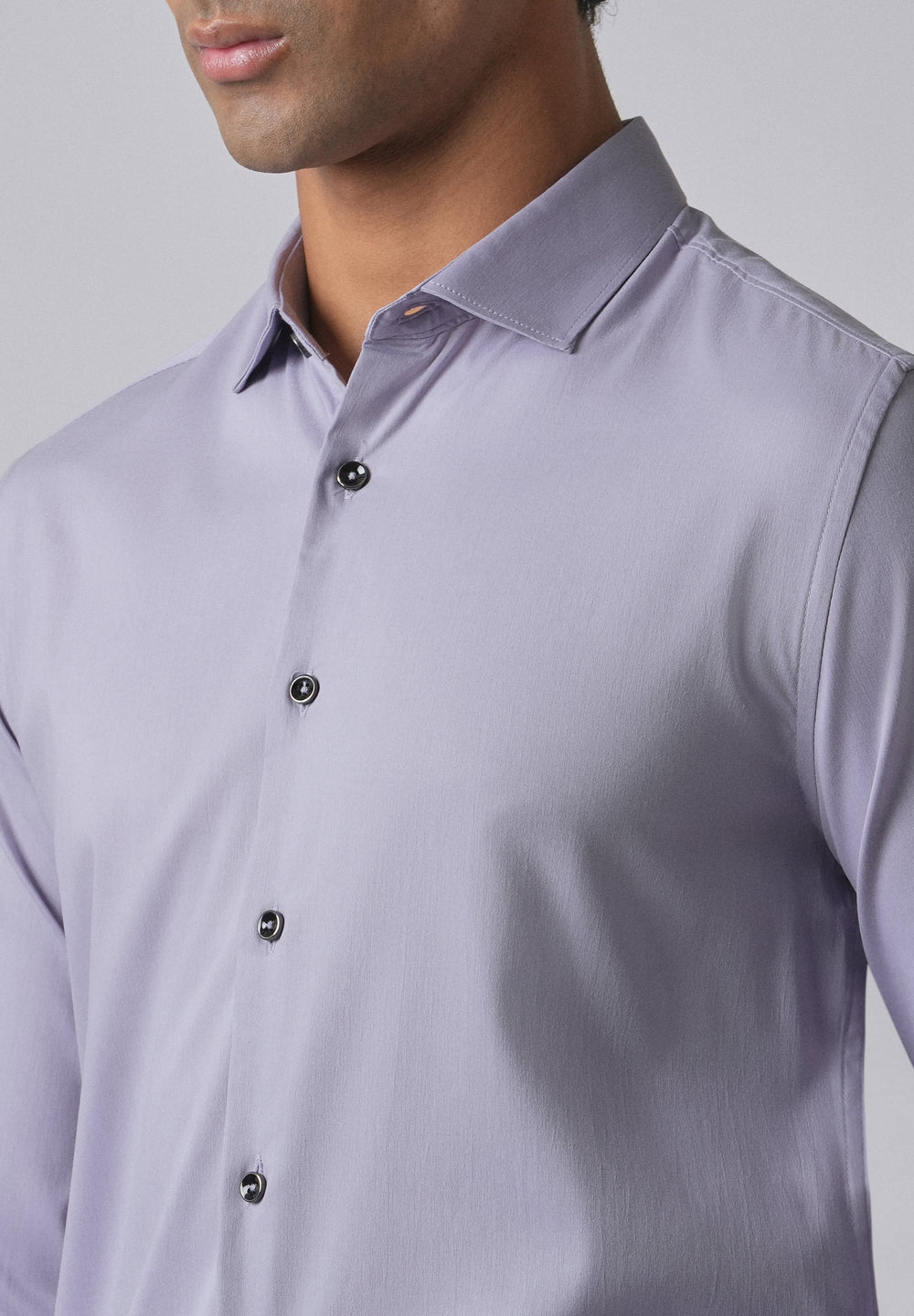 Lavender Cotton Stretch Plain Shirt
