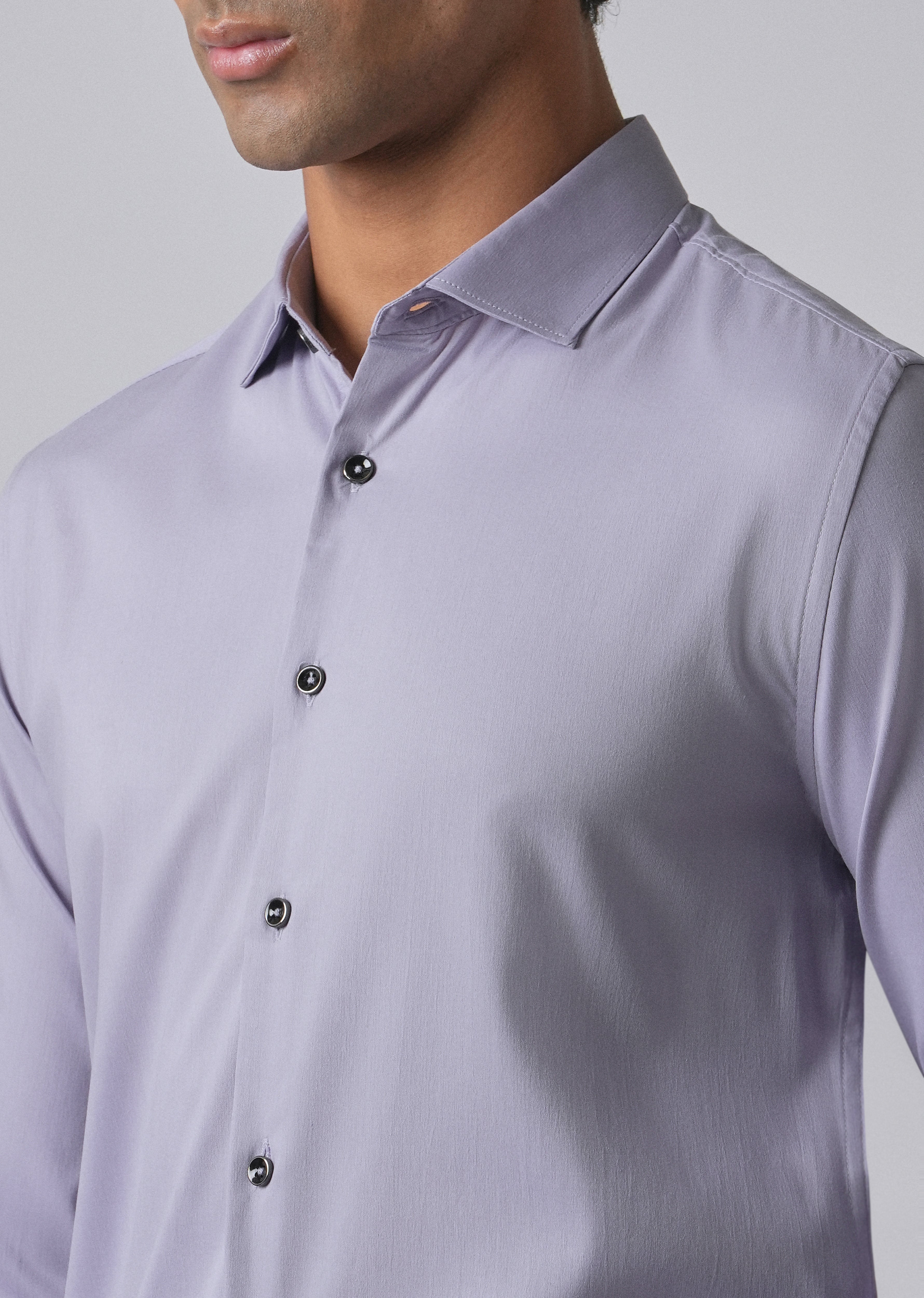 Lavender Cotton Stretch Plain Shirt