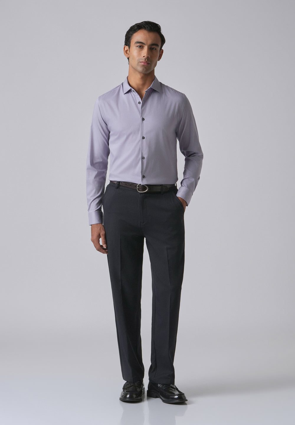 Lavender Cotton Stretch Plain Shirt