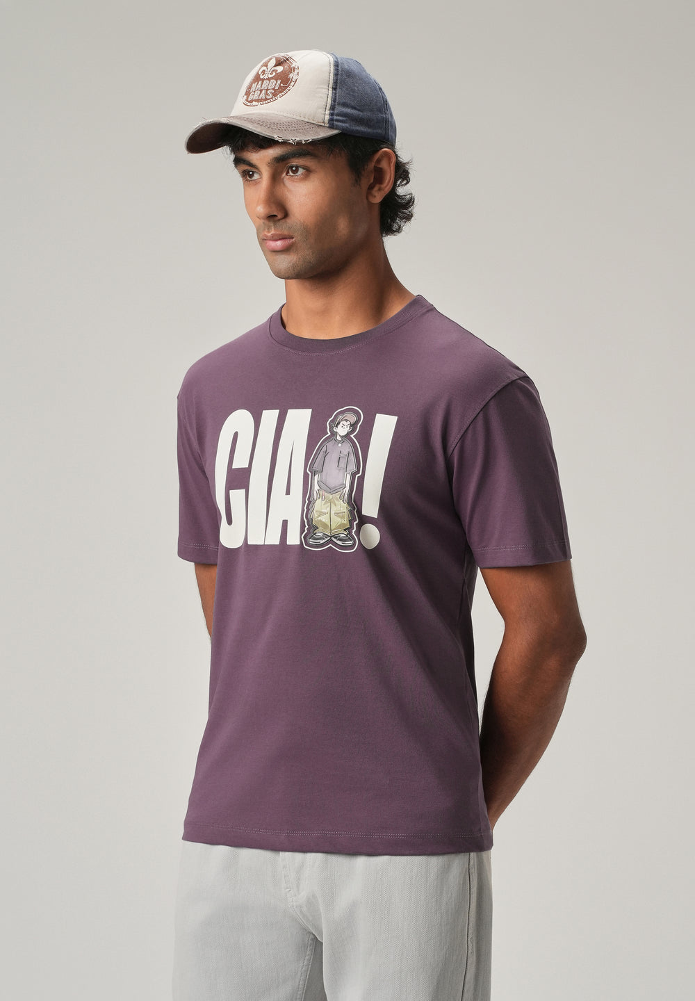 Lavender Embossed Slim Fit T-Shirt