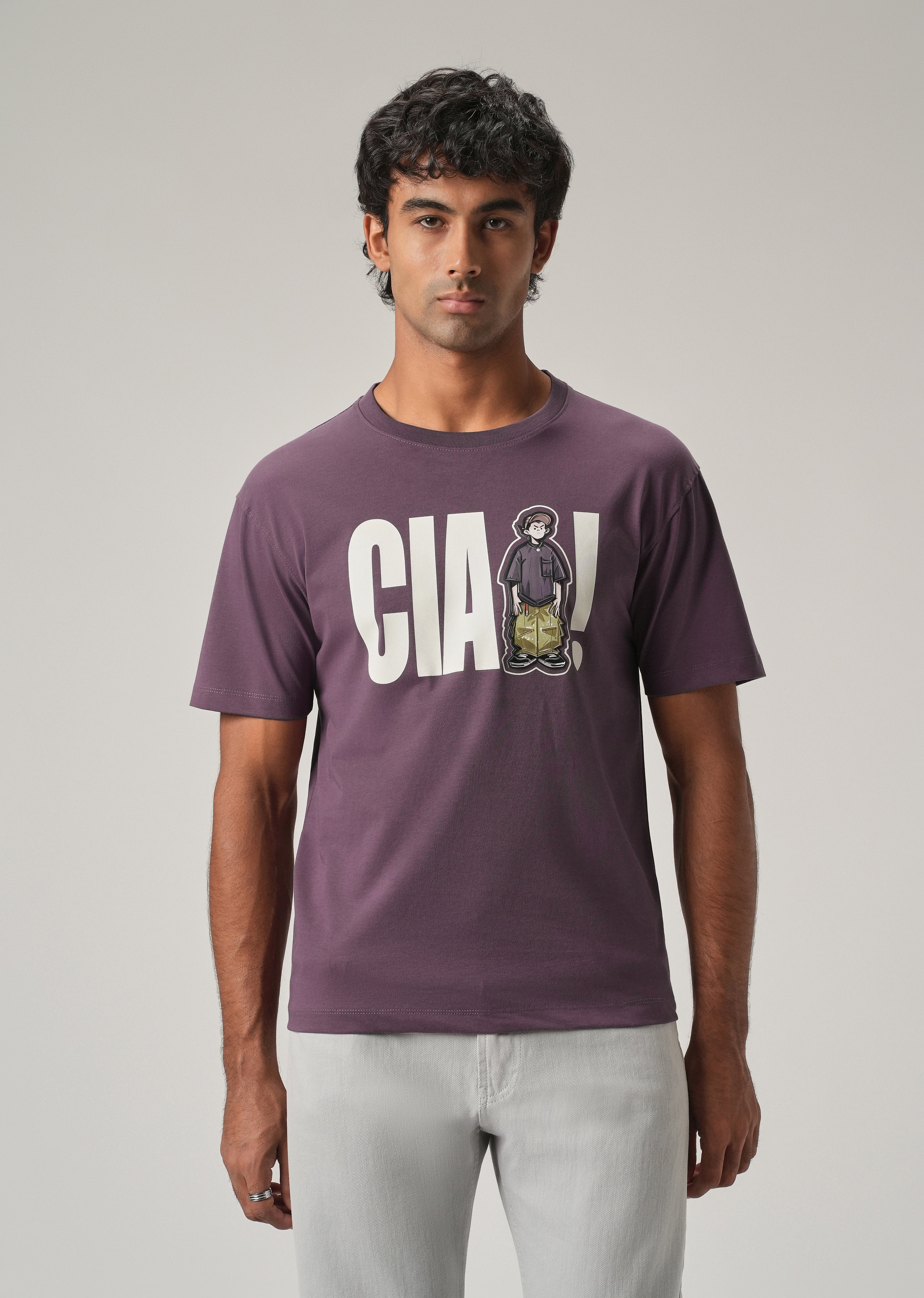 Lavender Embossed Slim Fit T-Shirt