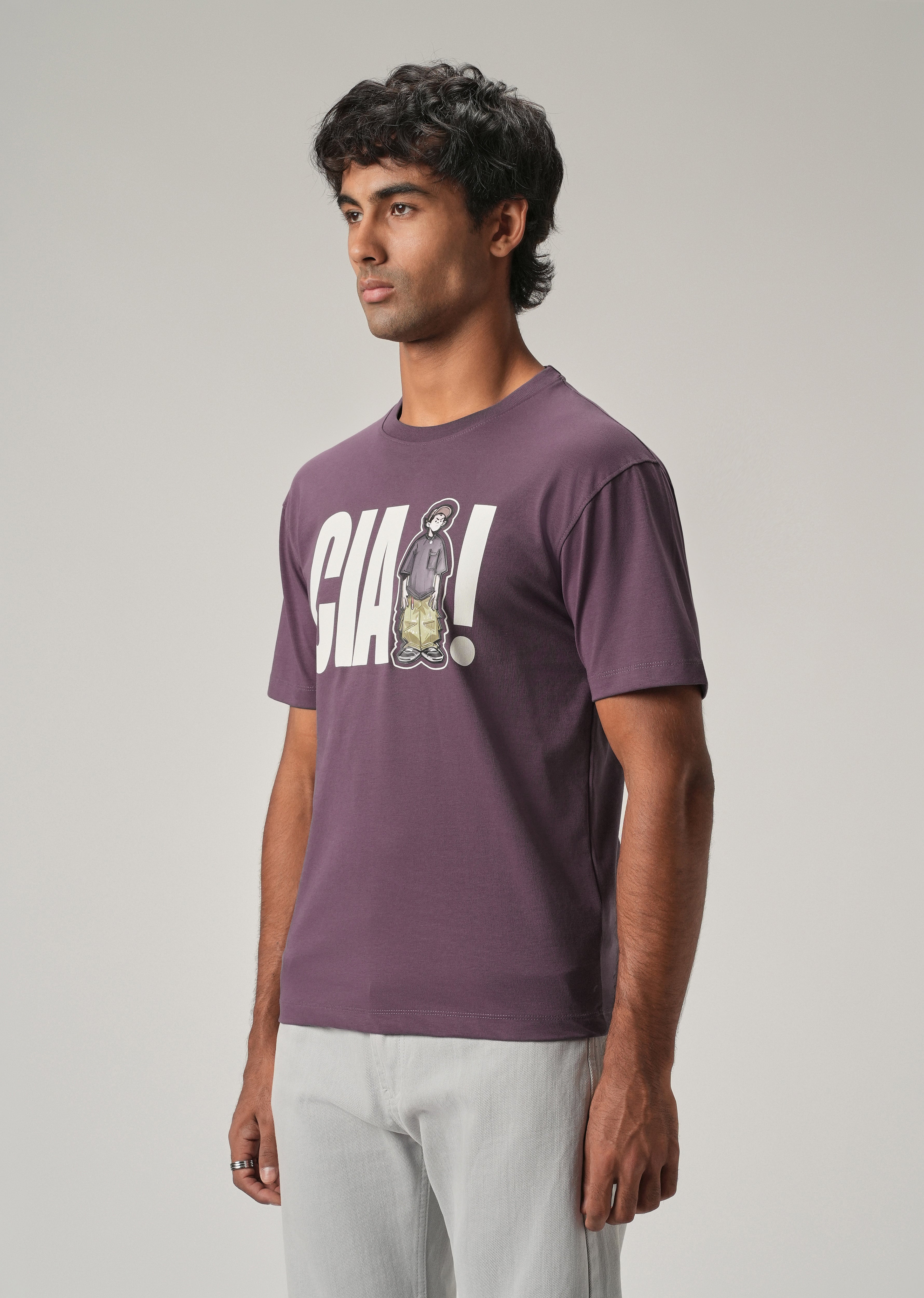 Lavender Embossed Slim Fit T-Shirt