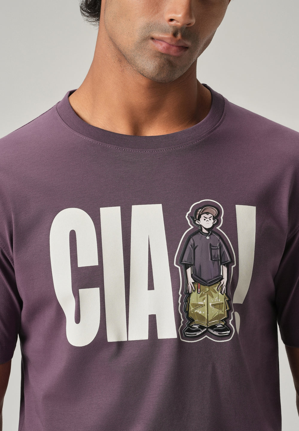 Lavender Embossed Slim Fit T-Shirt