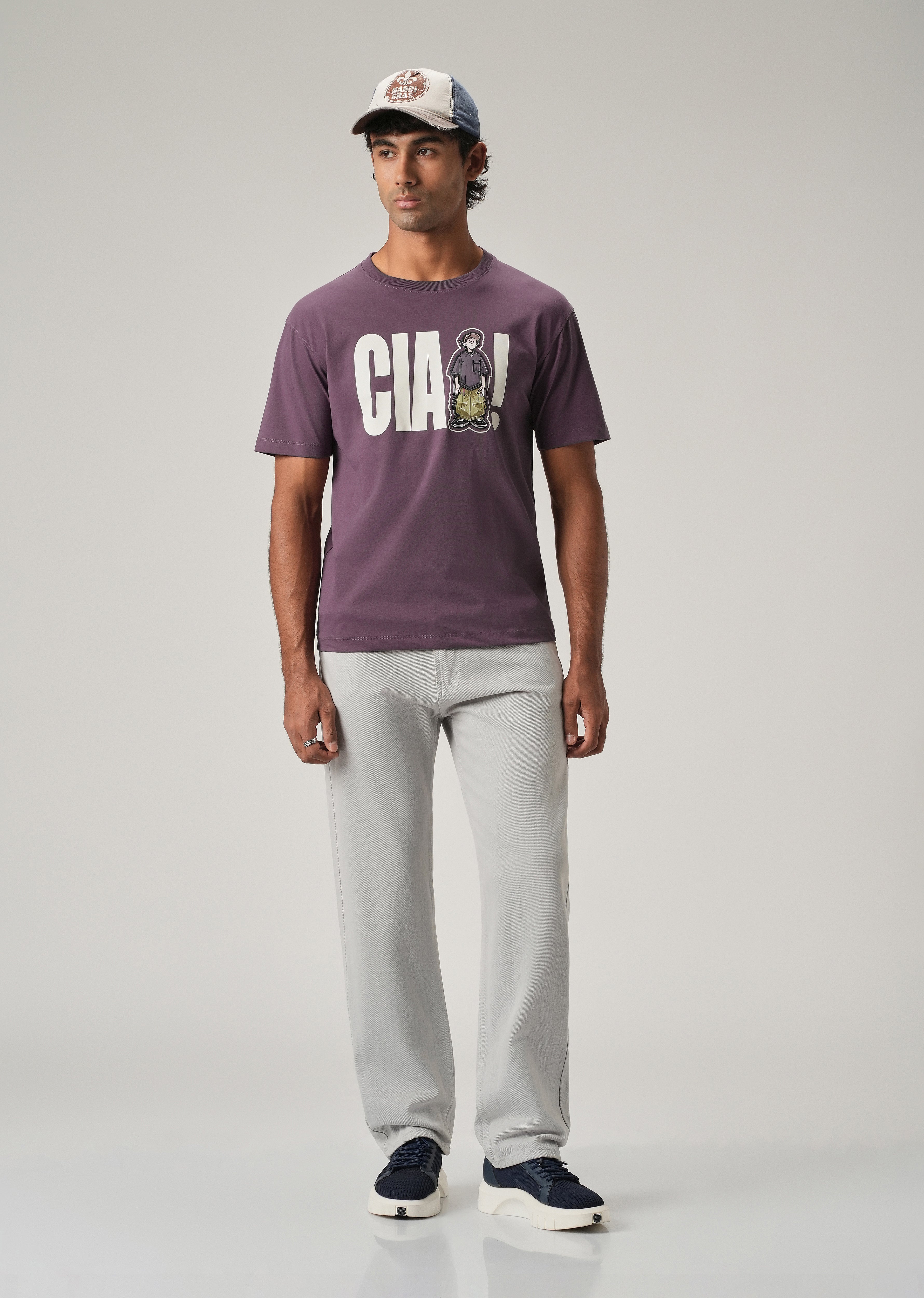 Lavender Embossed Slim Fit T-Shirt