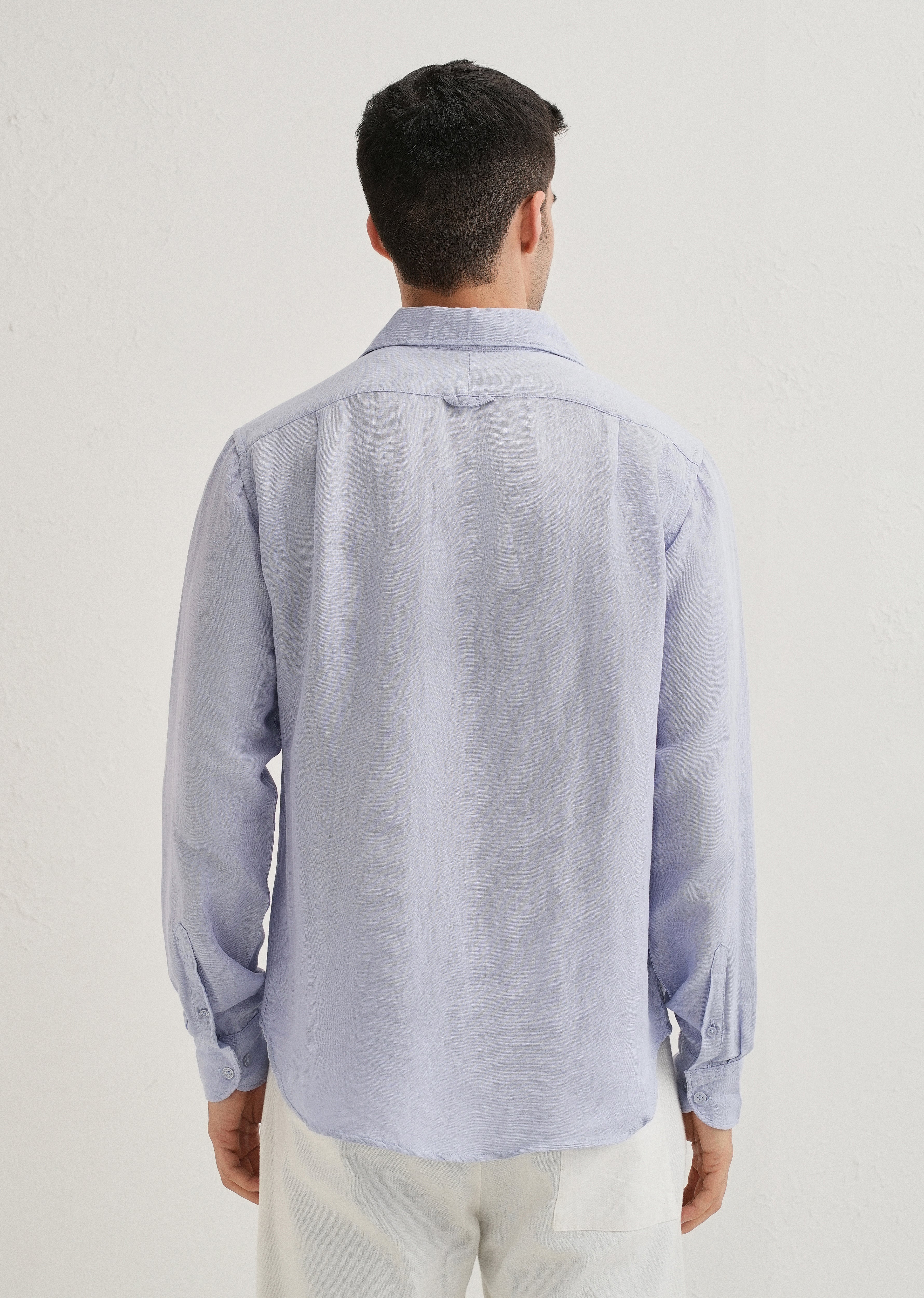 Lavender Plain Linen Viscose Shirt