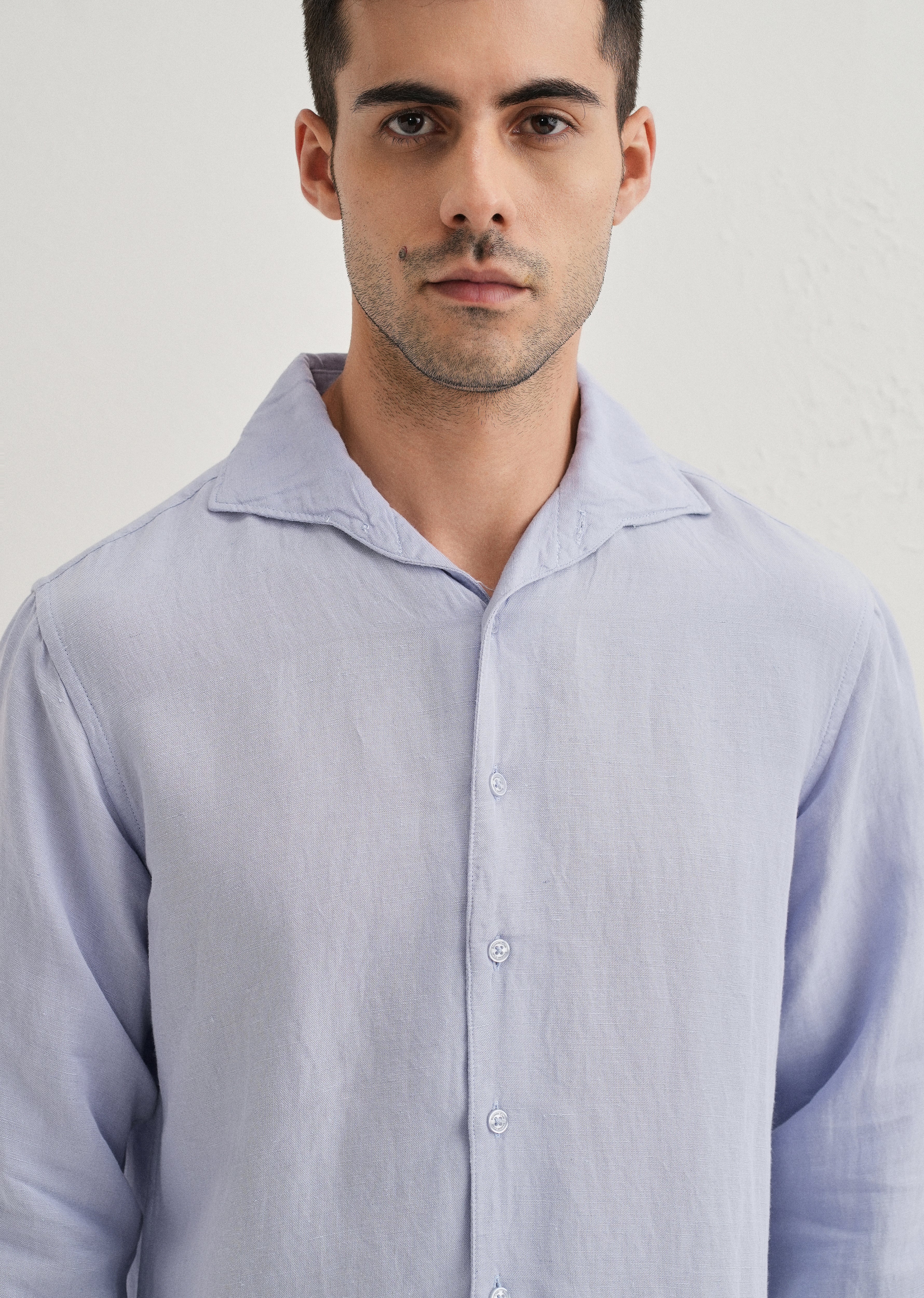 Lavender Plain Linen Viscose Shirt