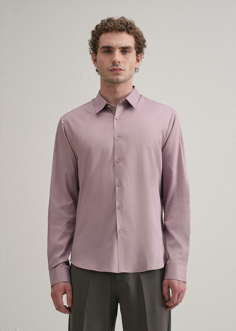 Lavender Plain Stitchless Placket Shirt