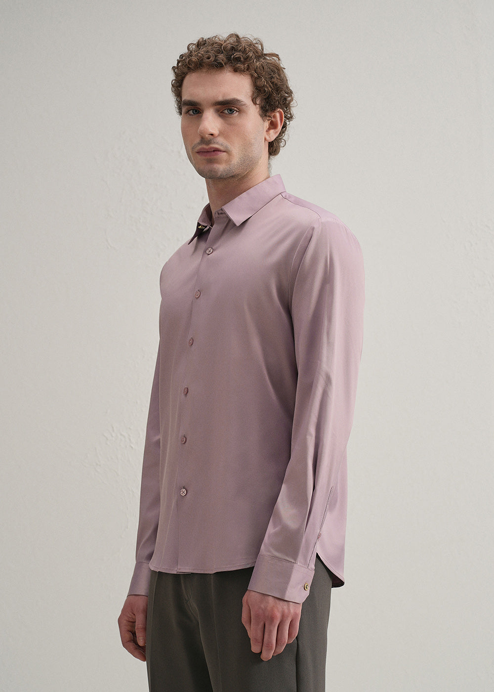 Lavender Plain Stitchless Placket Shirt