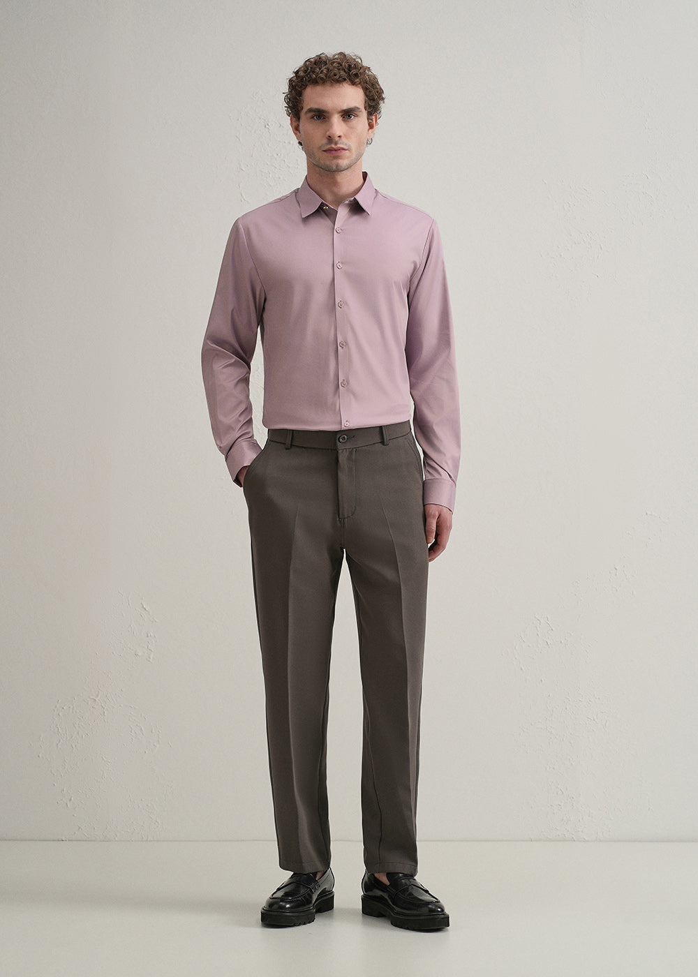 Lavender Plain Stitchless Placket Shirt