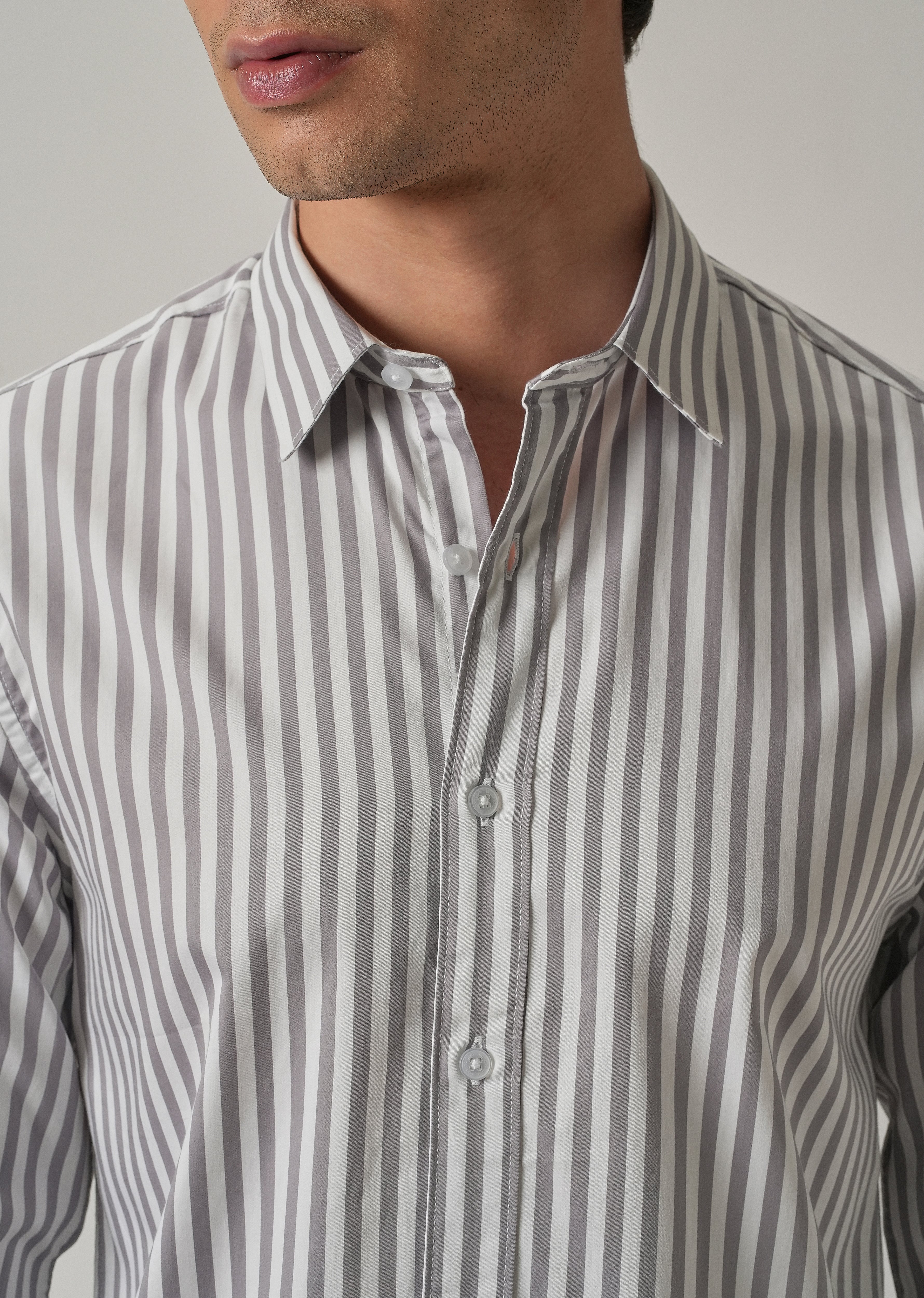 Lavender Satin Pin Stripe Shirt