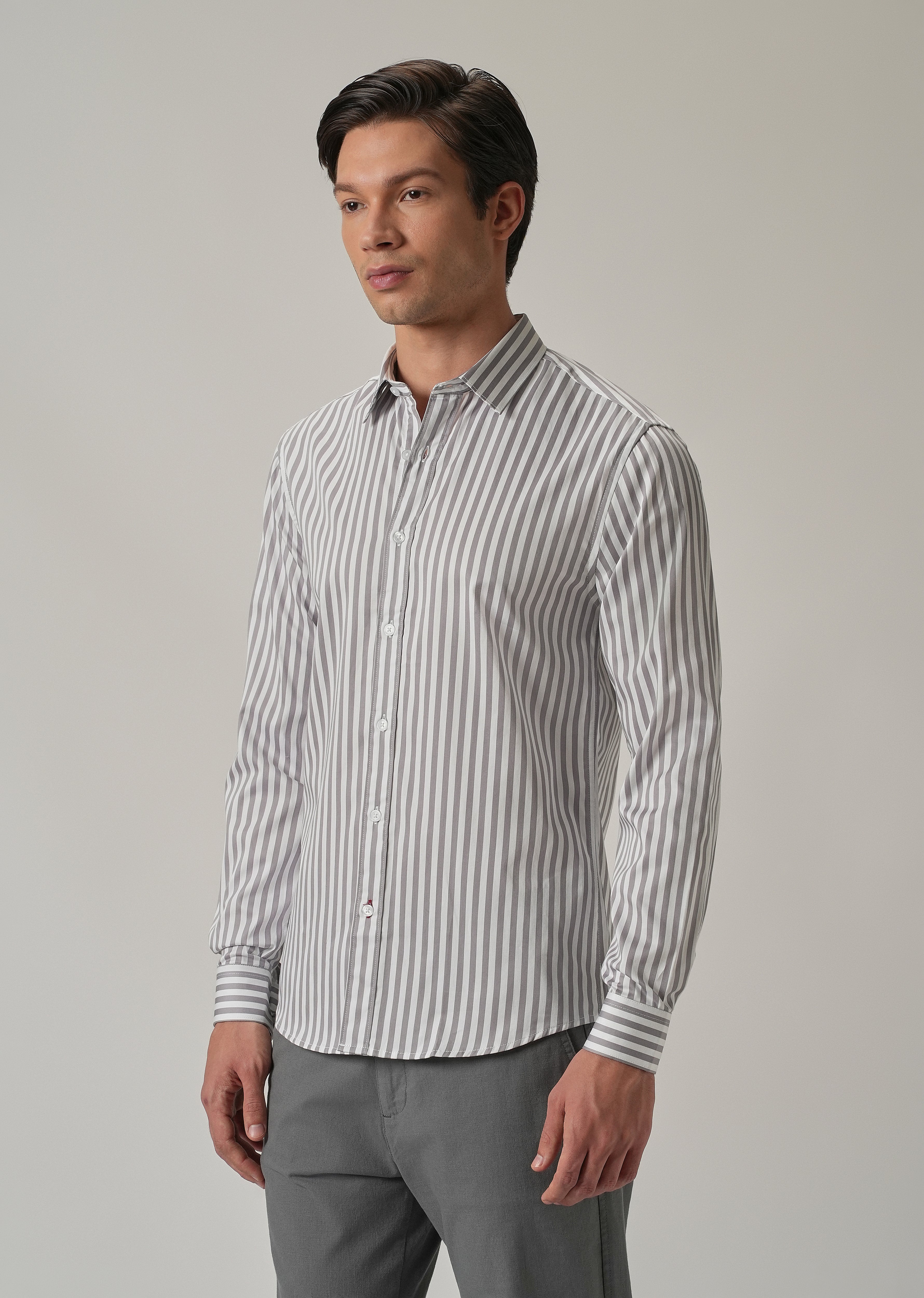 Lavender Satin Pin Stripe Shirt