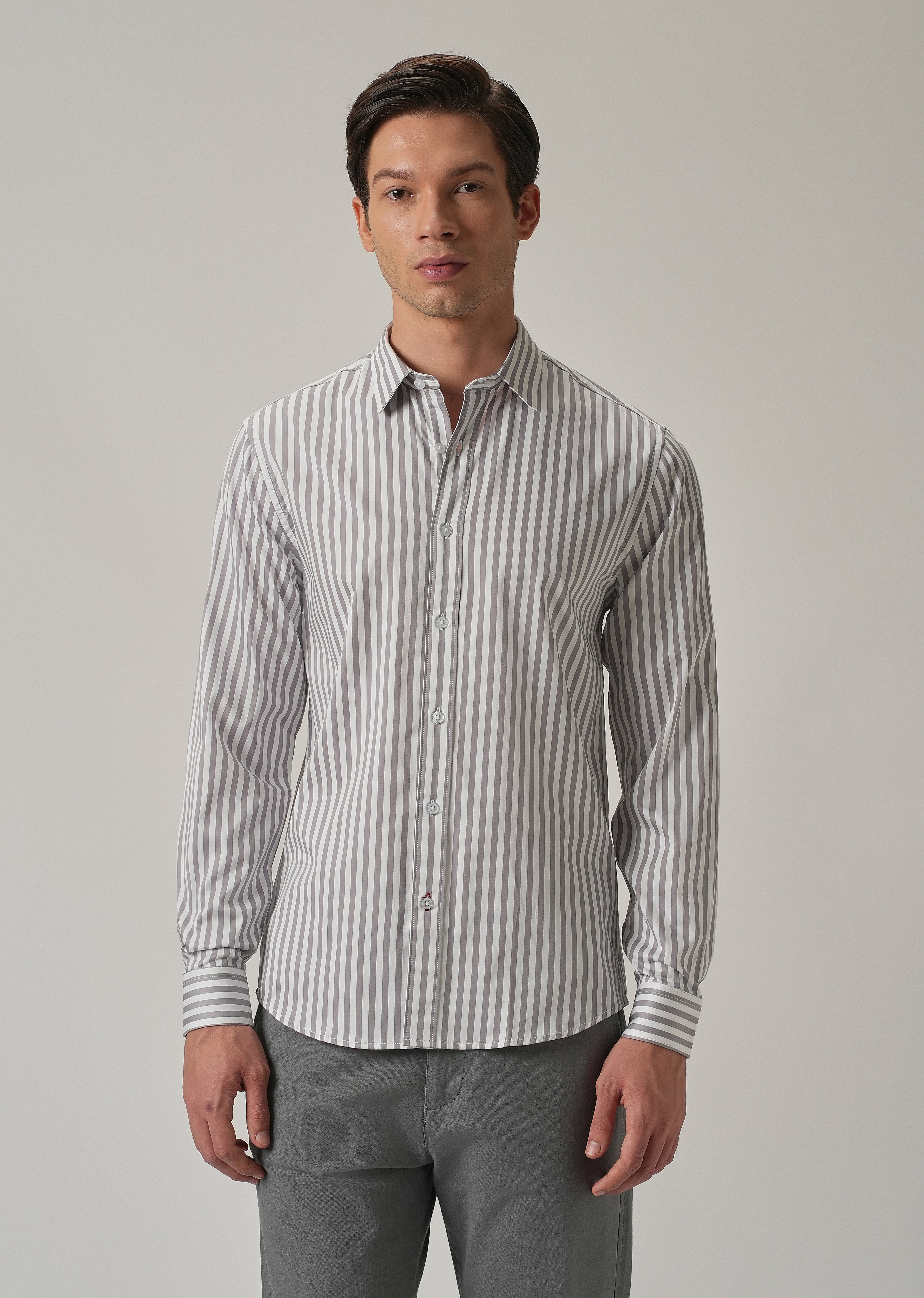 Lavender Satin Pin Stripe Shirt