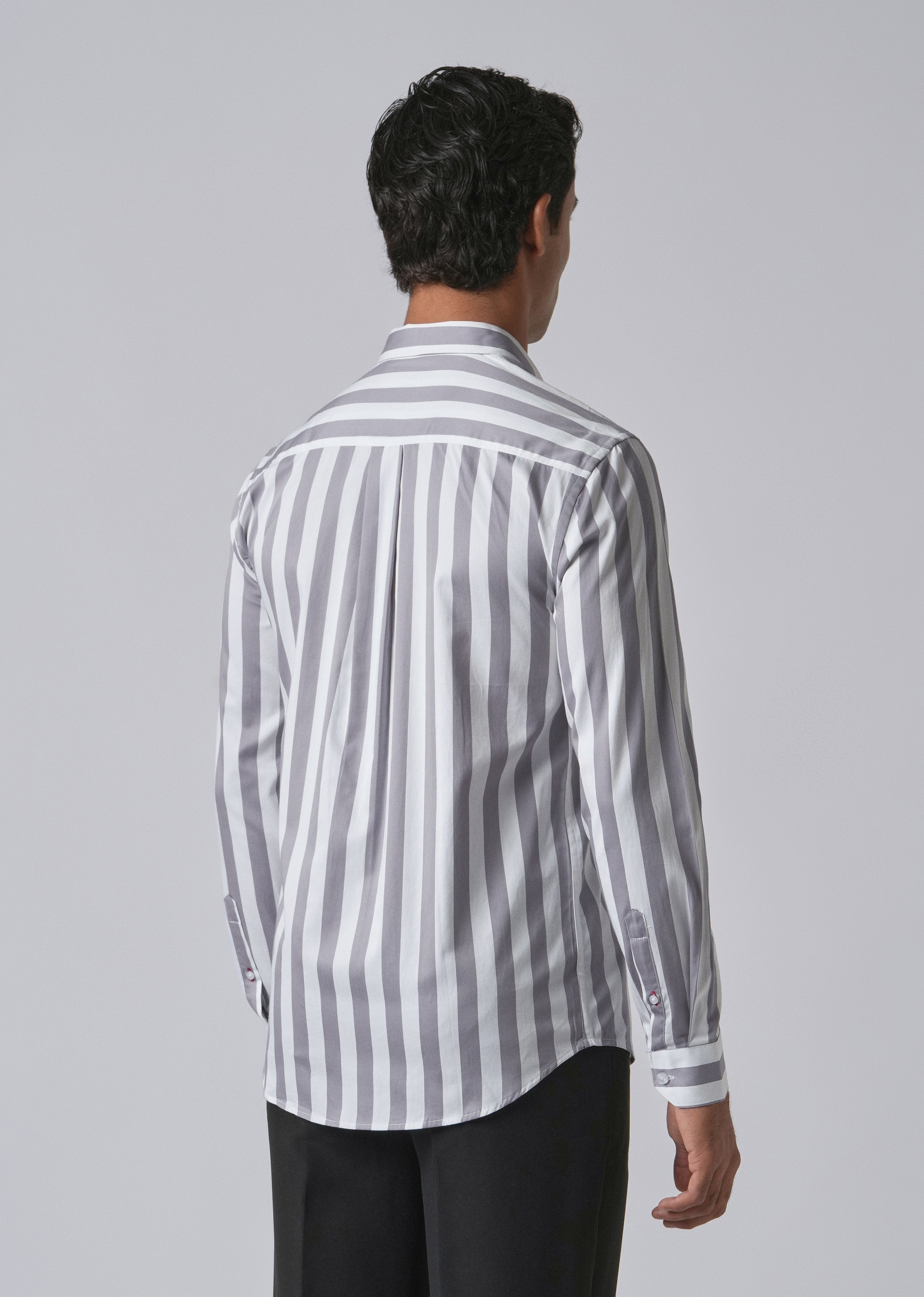Lavender Satin Striped Shirt