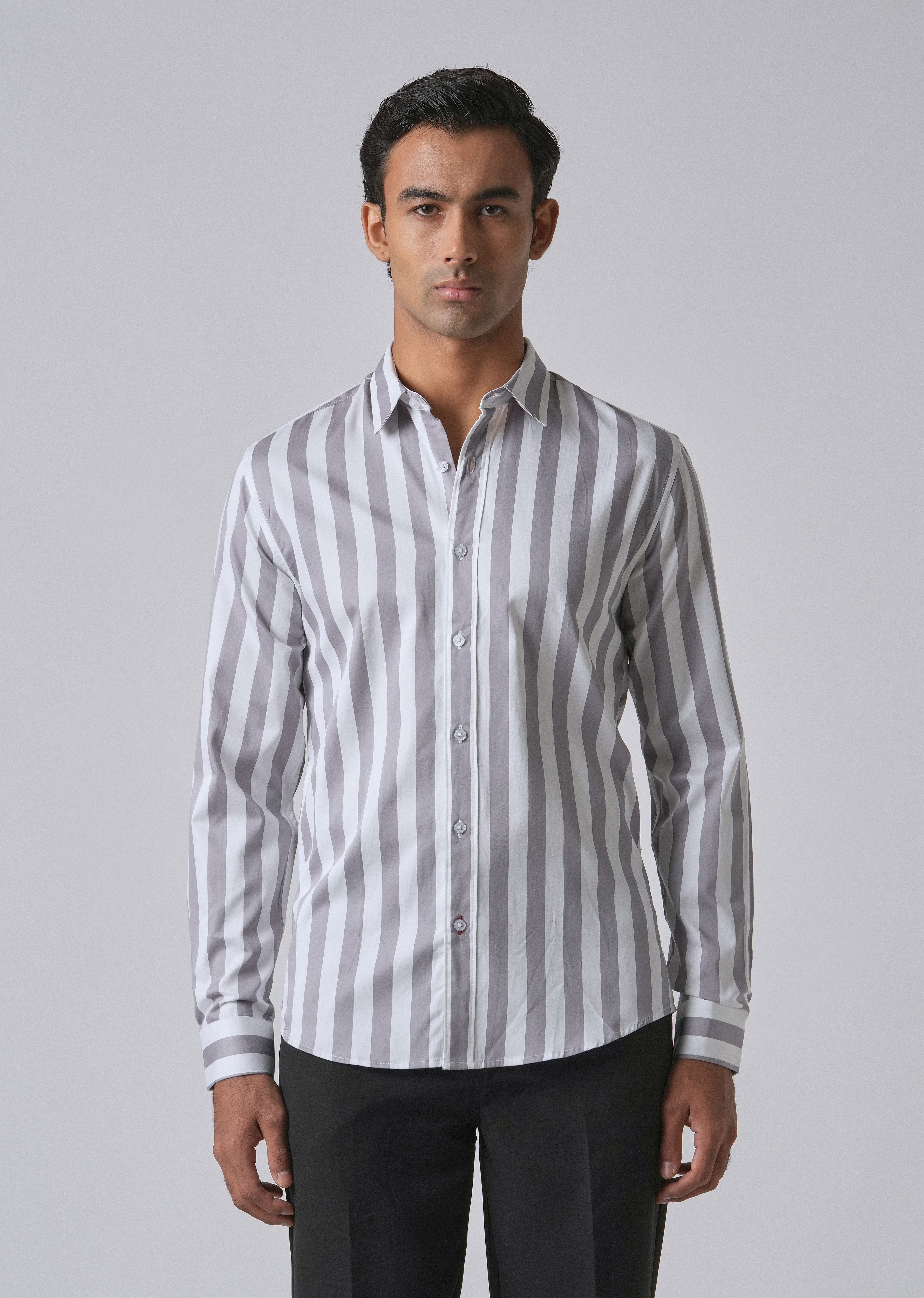 Lavender Satin Striped Shirt