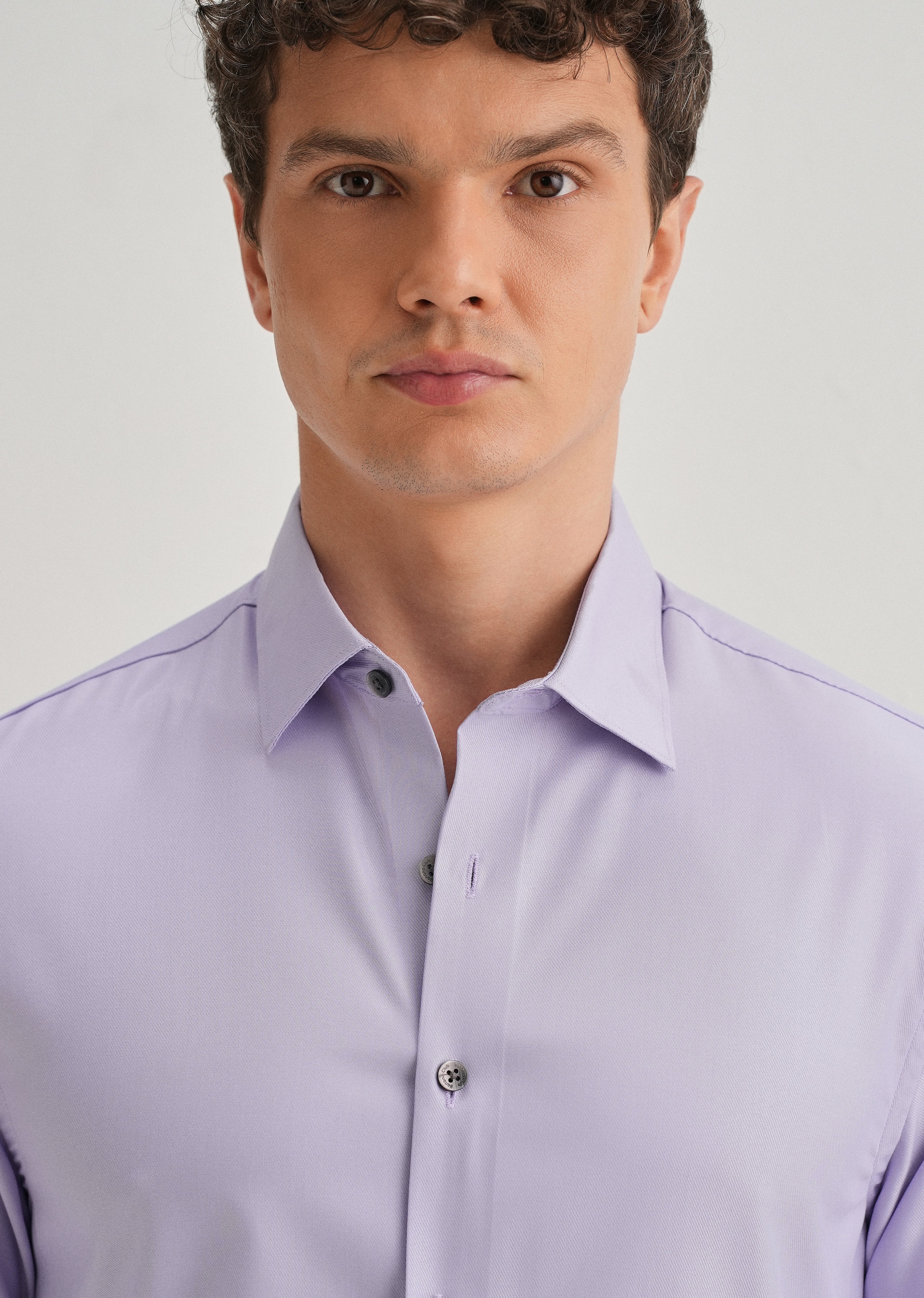 Lavender Stitchless Placket Plain Shirt