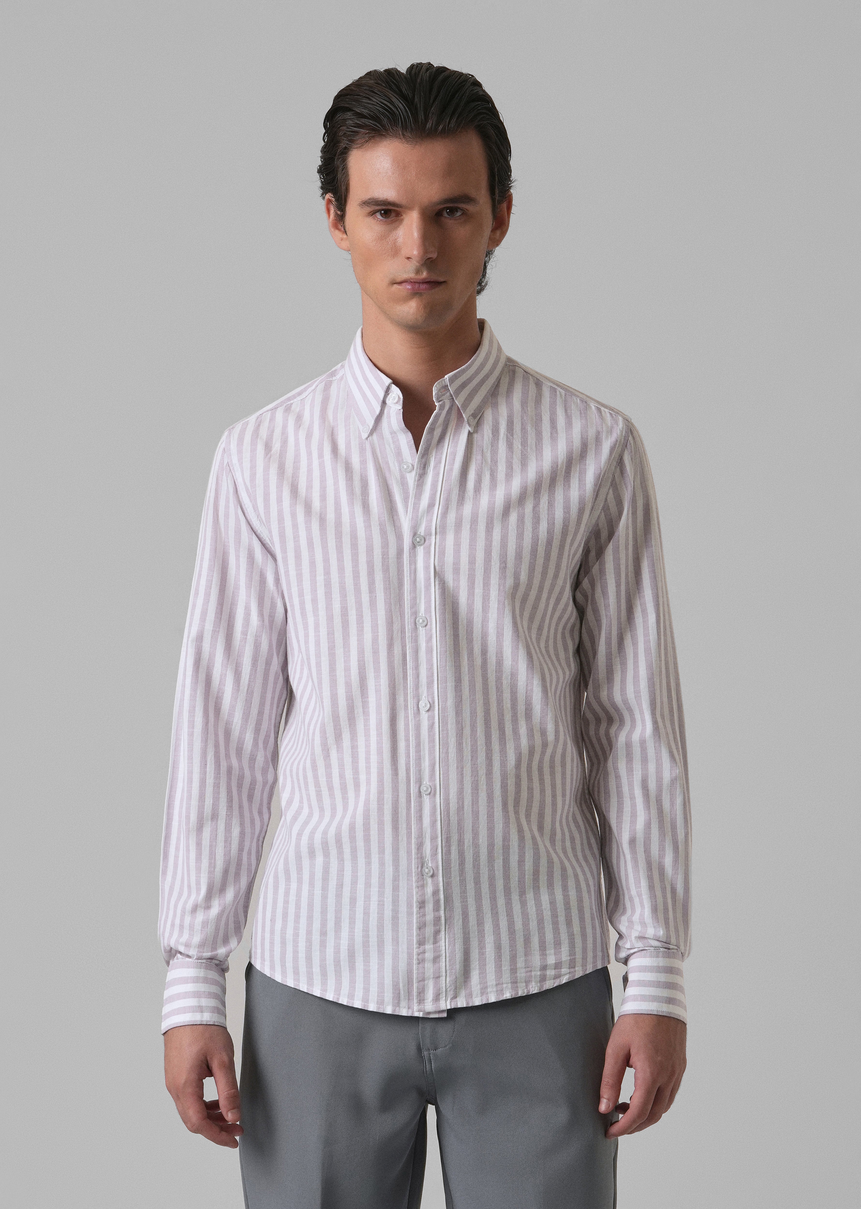 Lavender Stripe Cotton Shirt