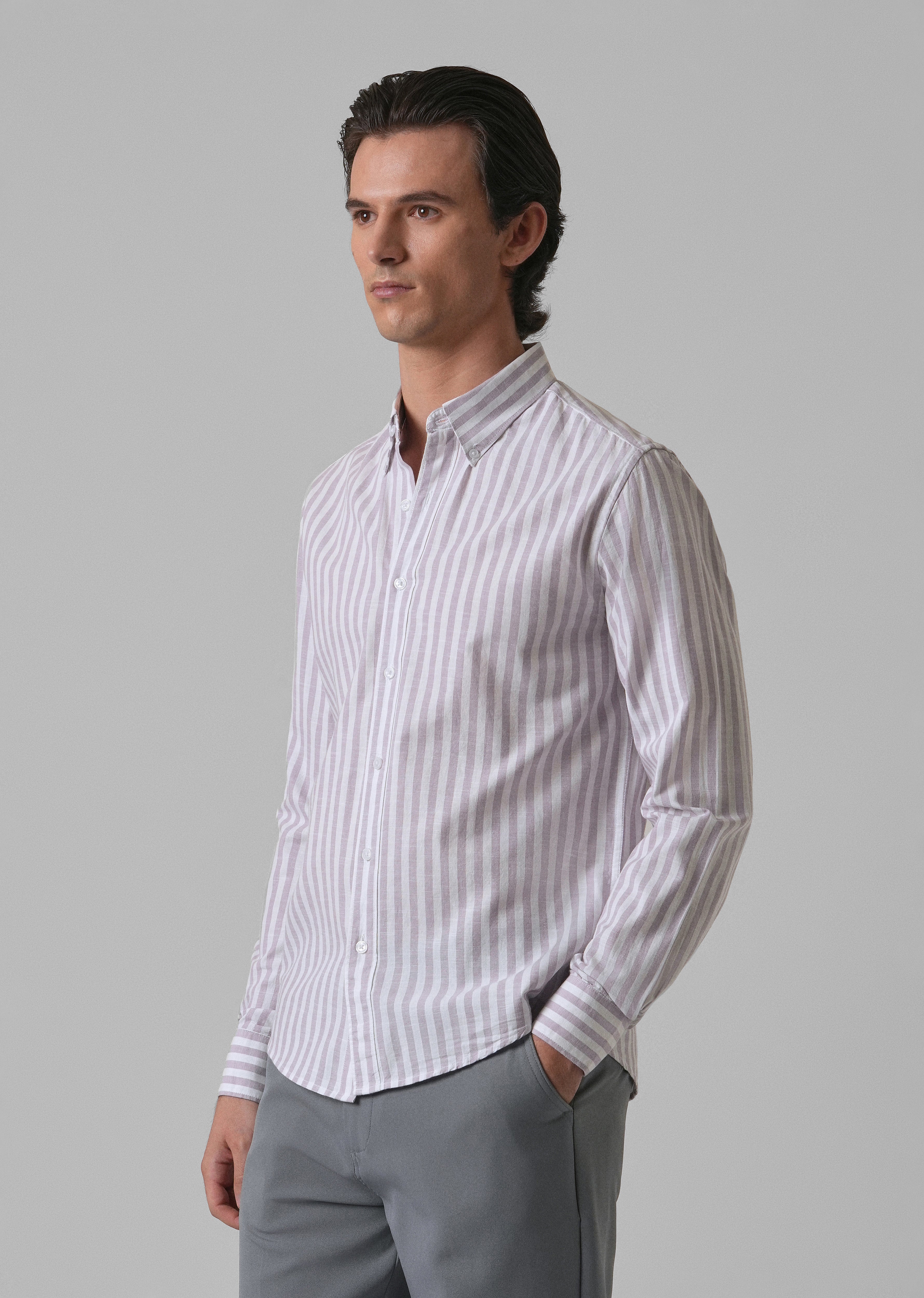 Lavender Stripe Cotton Shirt