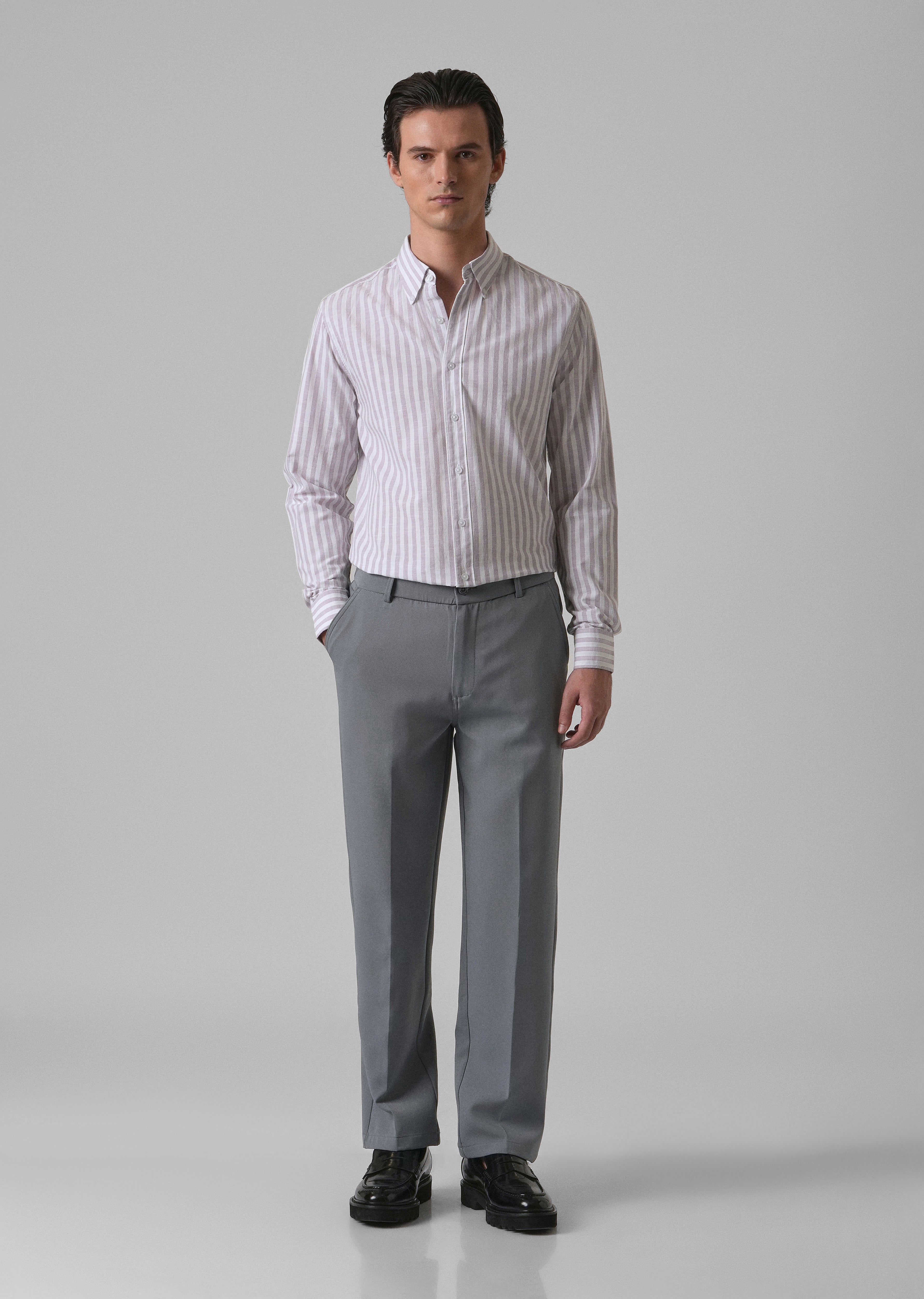 Lavender Stripe Cotton Shirt