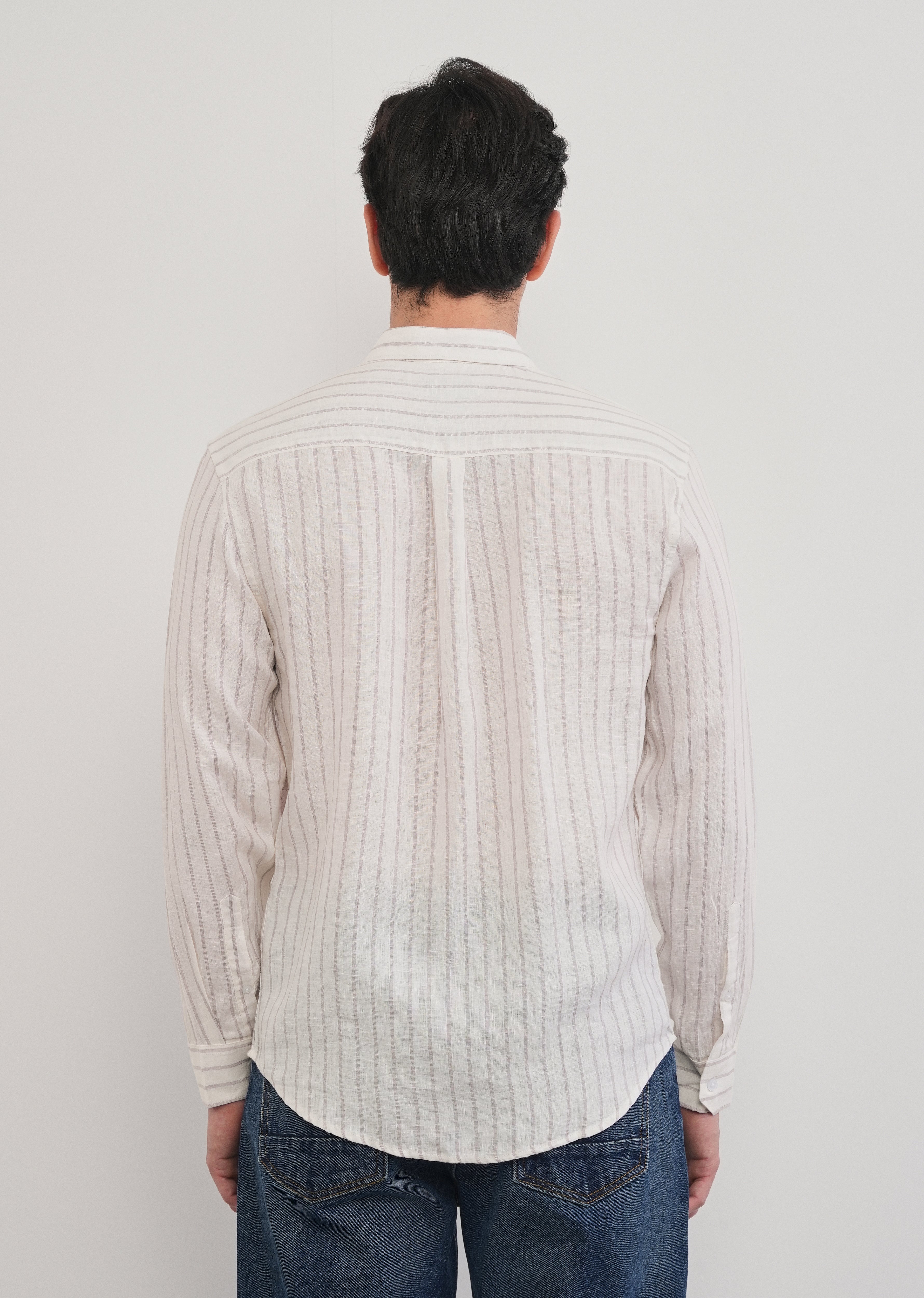100% Linen Lavender Stripe Shirt