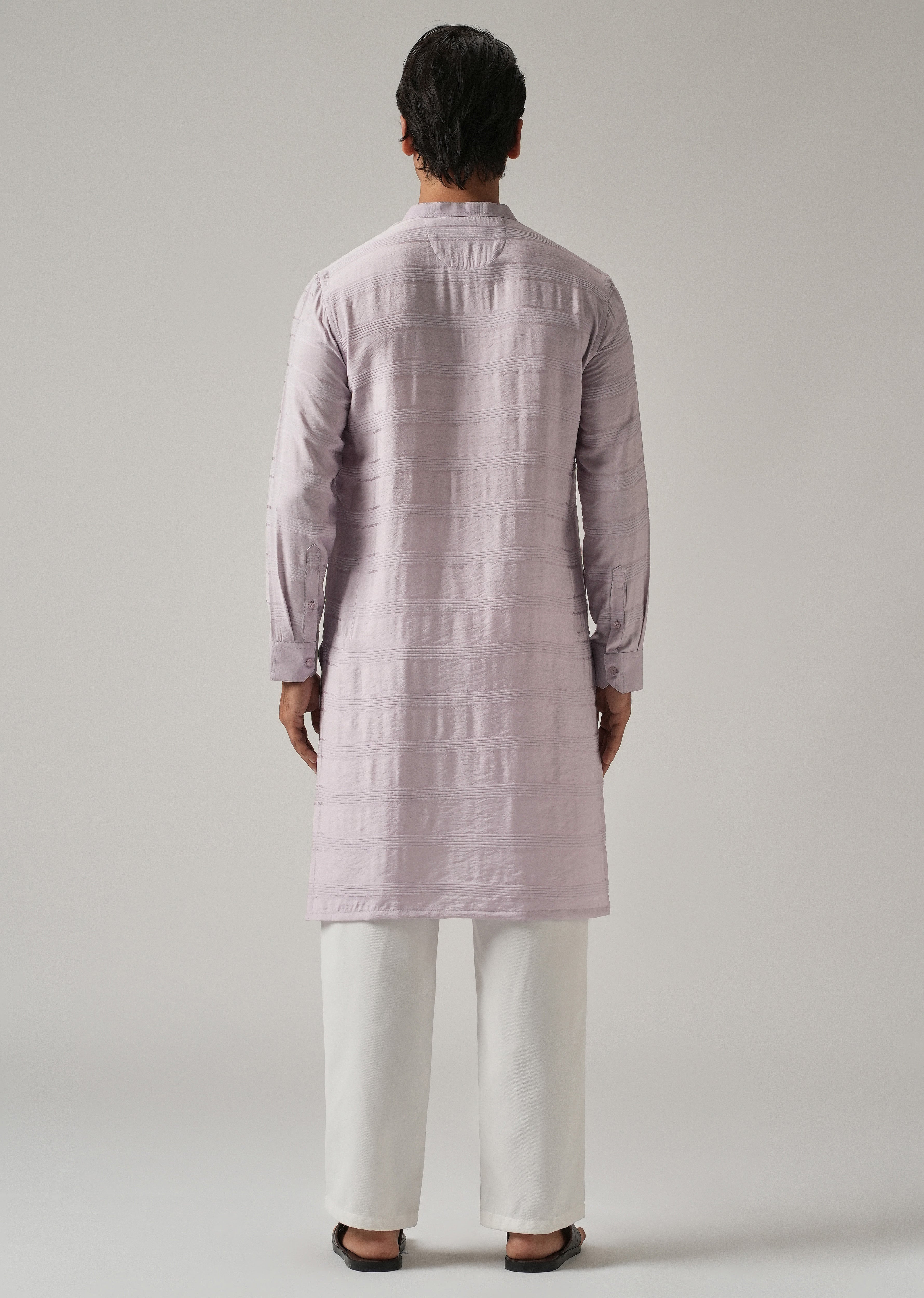 Lavender Nylon Subtle Stripe Kurta