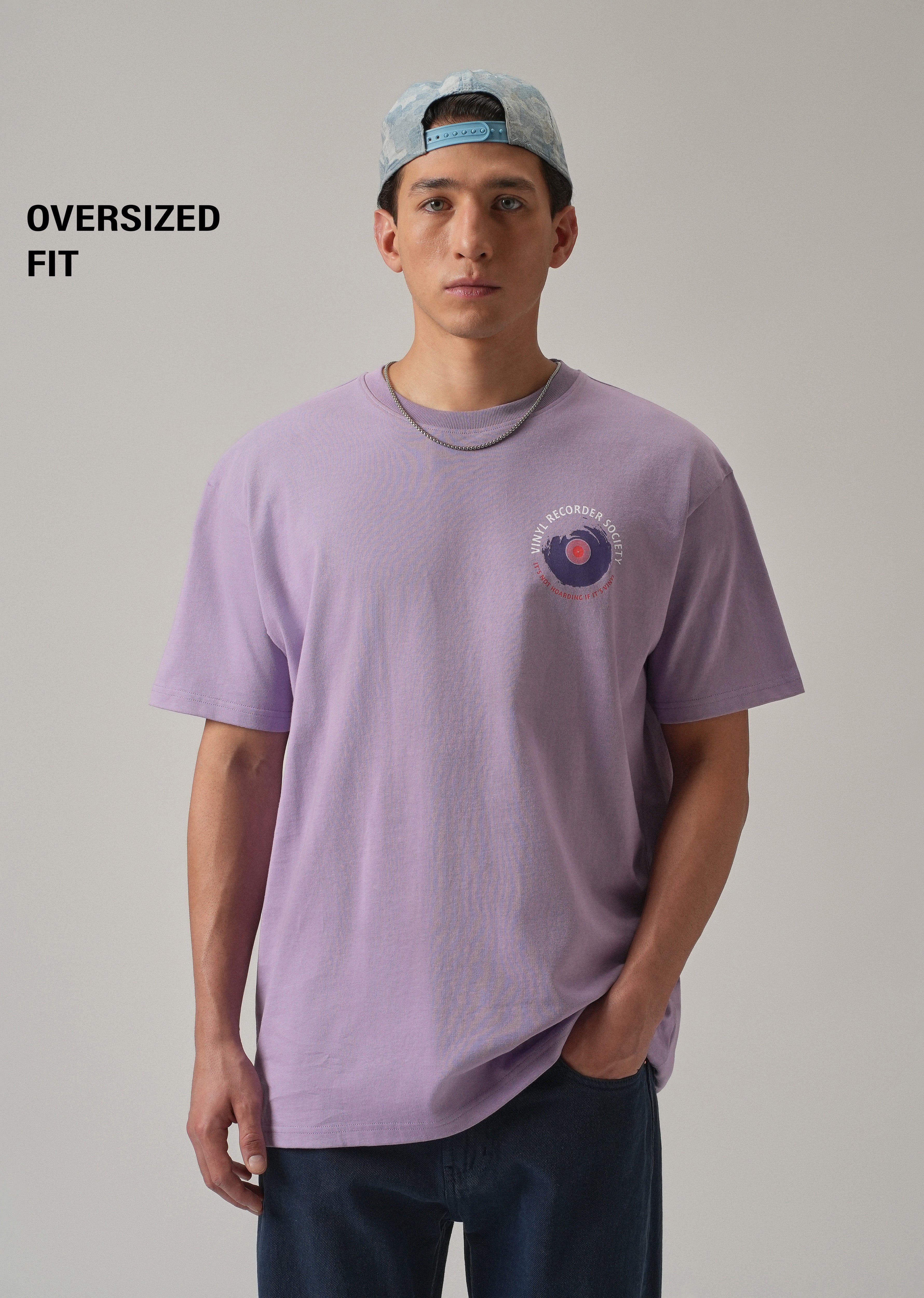 Lavender Back Printed Oversized T-Shirt