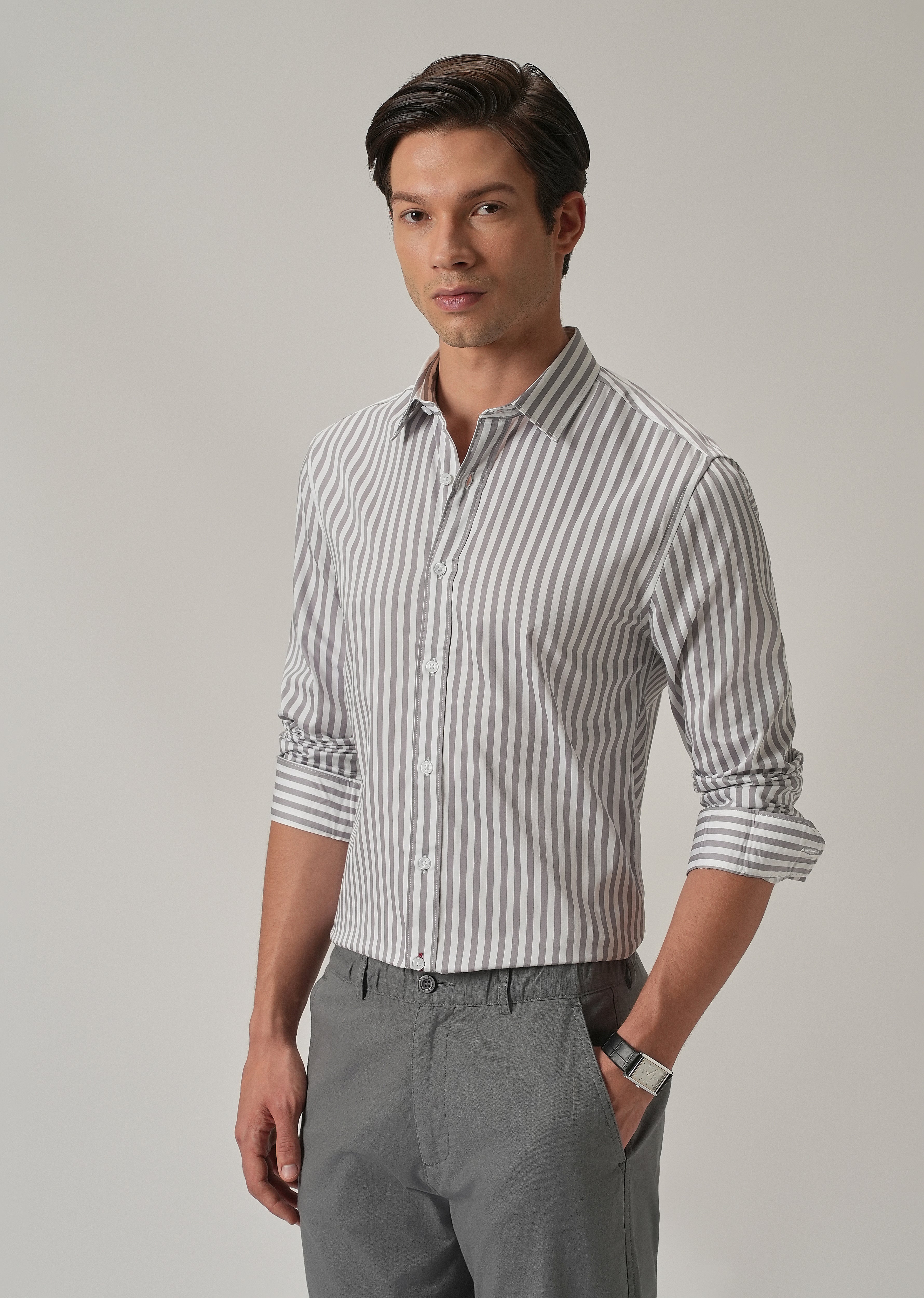 Lavender Satin Pin Stripe Shirt