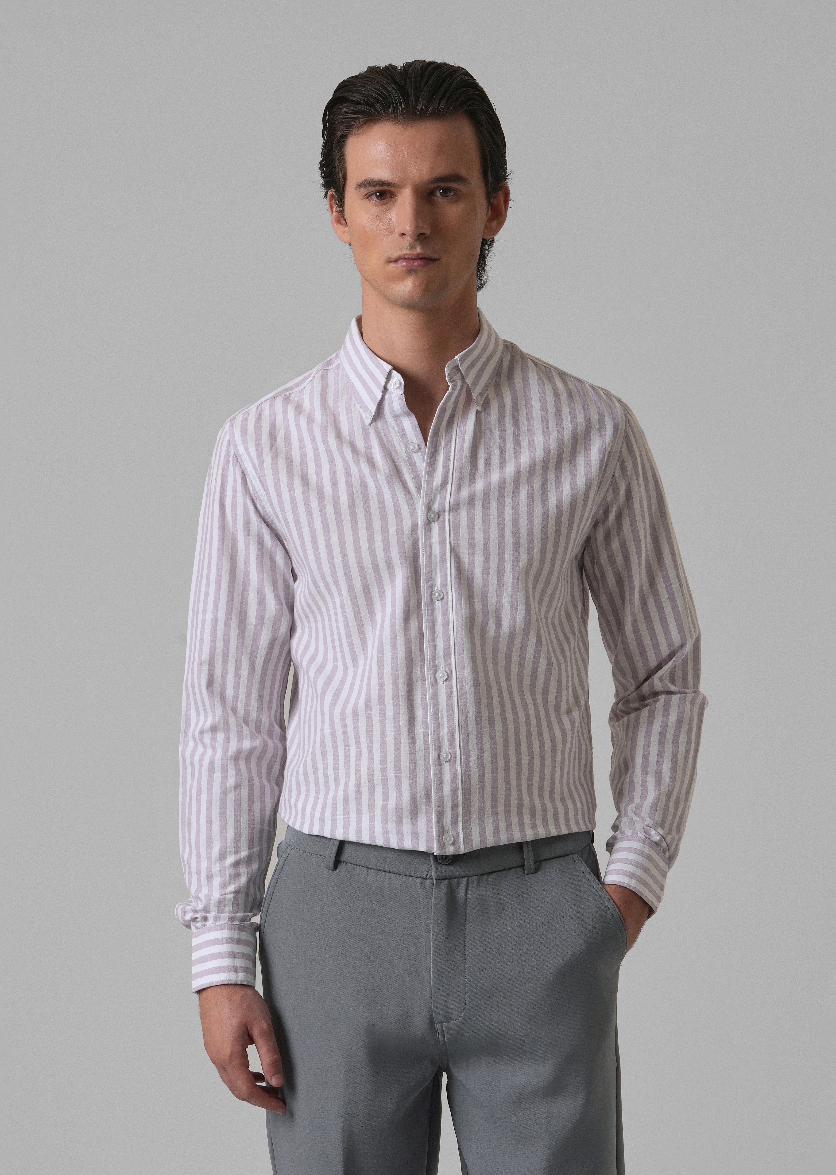 Lavender Stripe Cotton Shirt