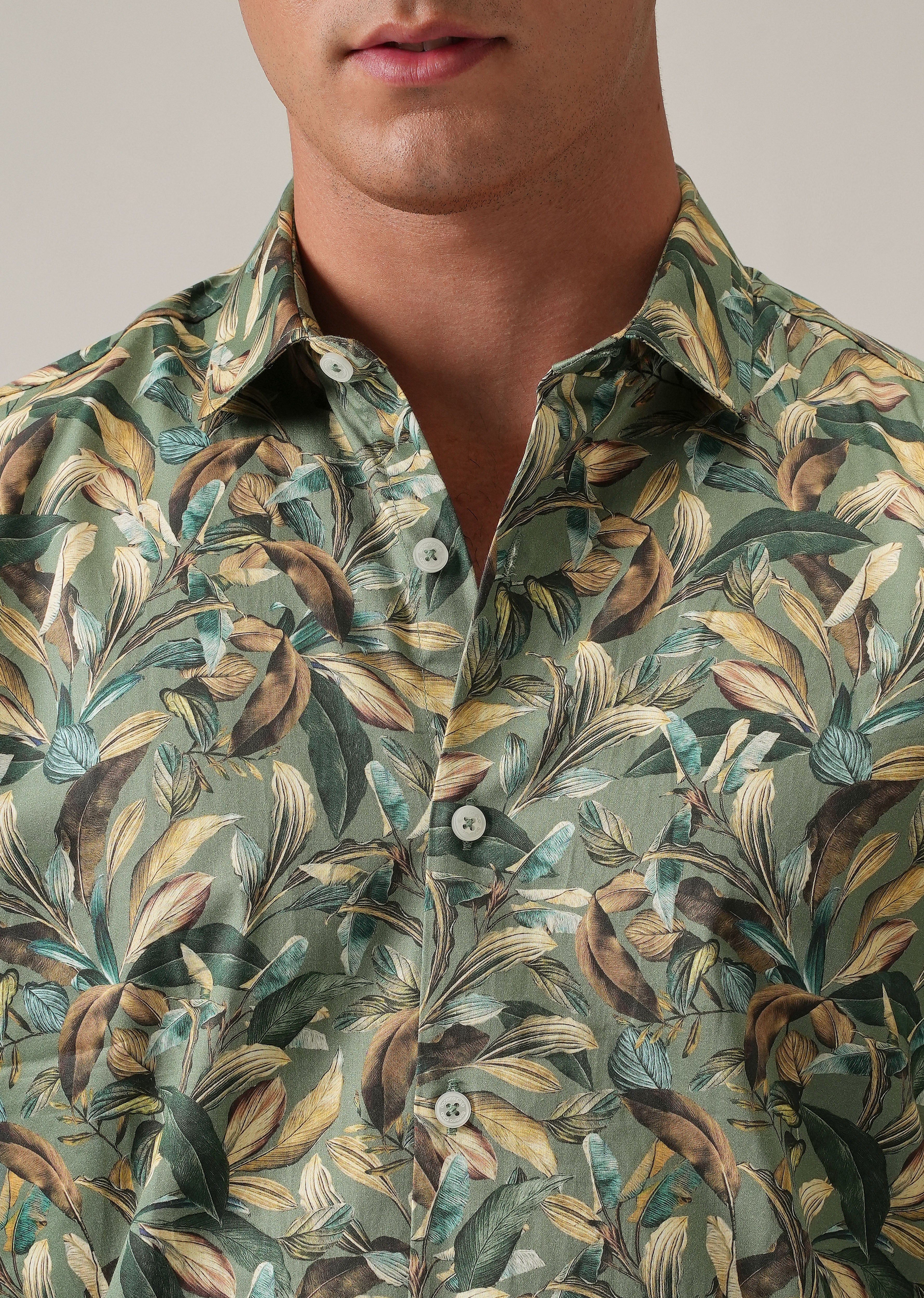 Leaf Motif Print Shirt