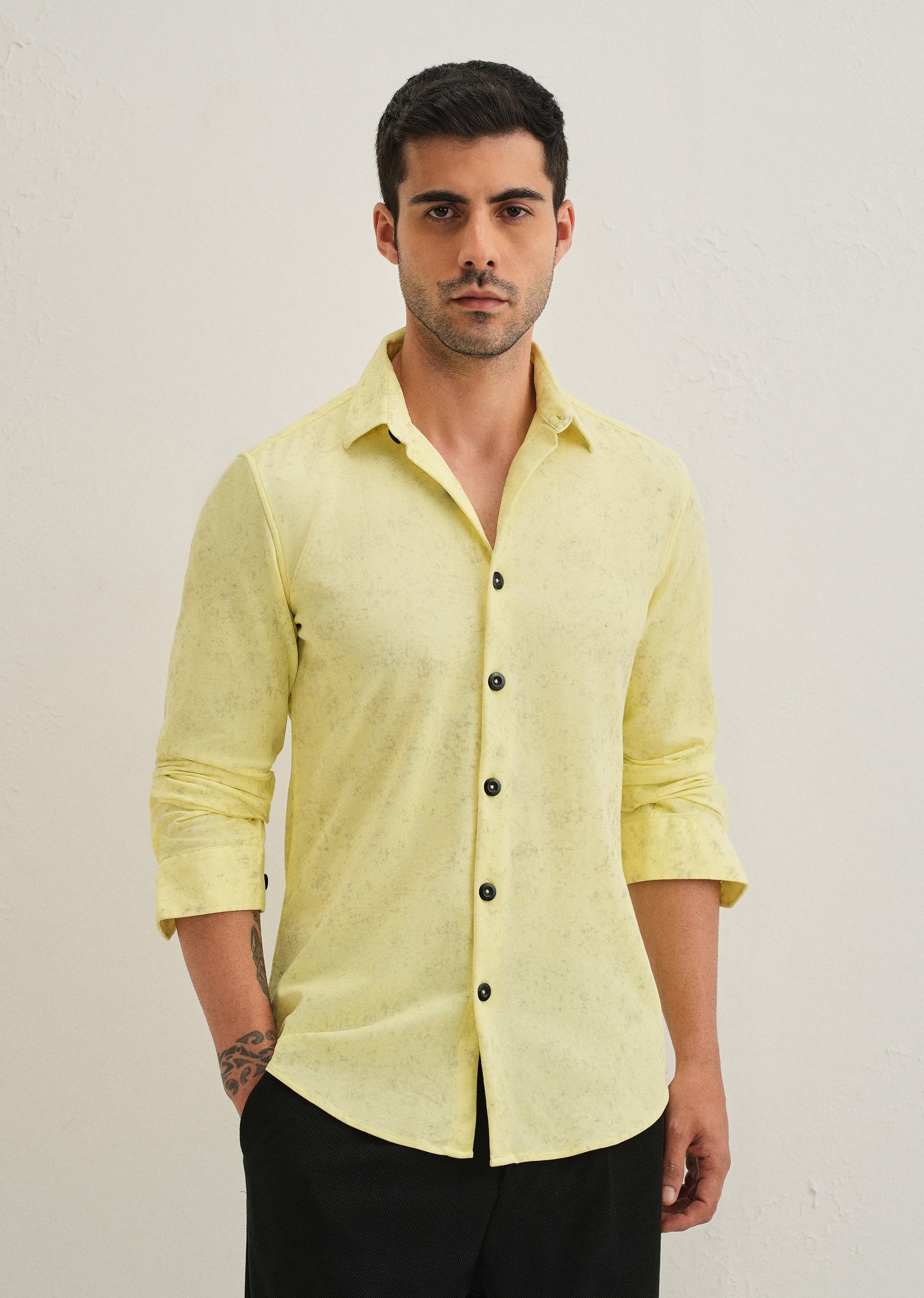 Lemon Yellow Knitted Shirt