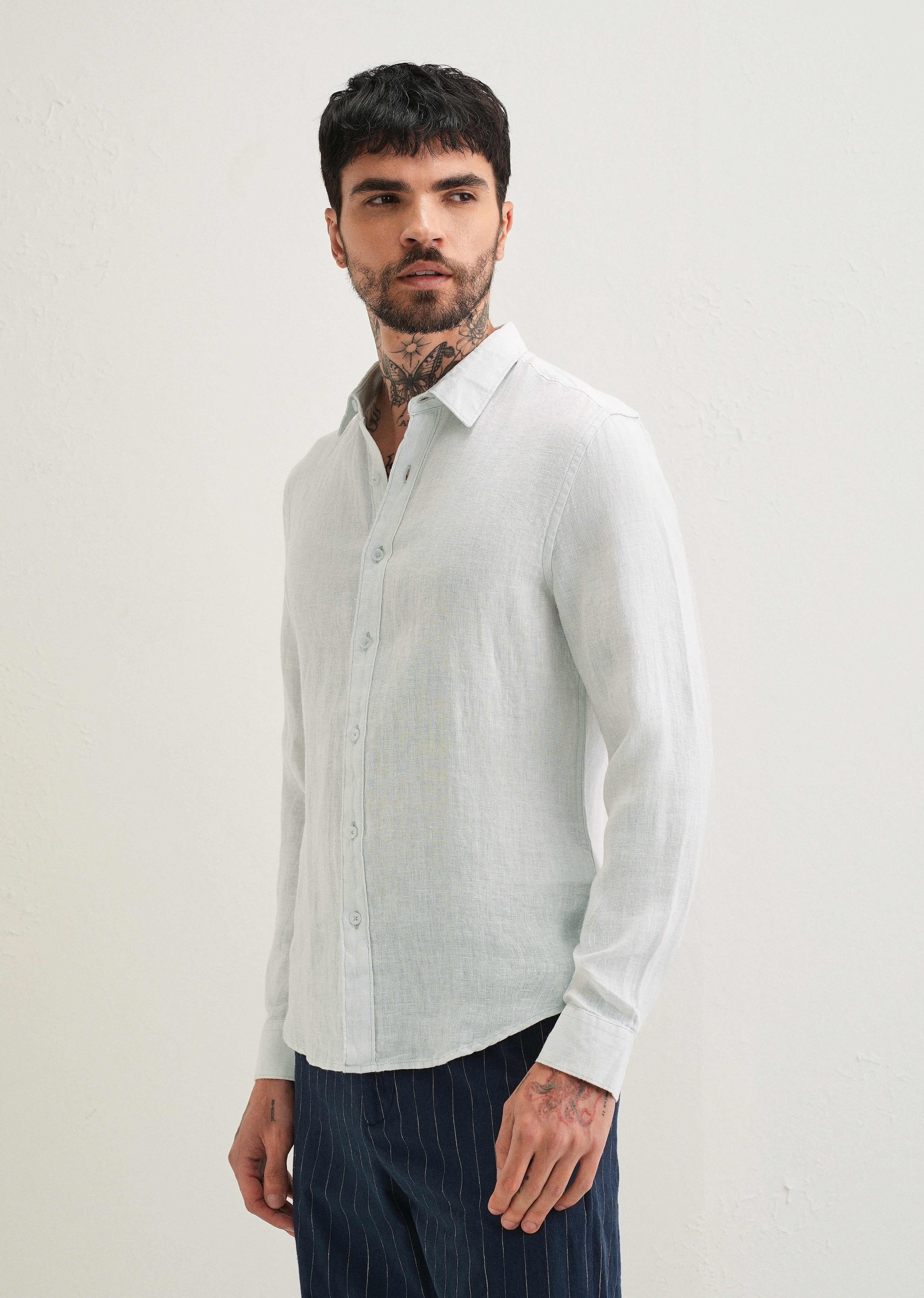 Light Aqua Pure Linen Shirt