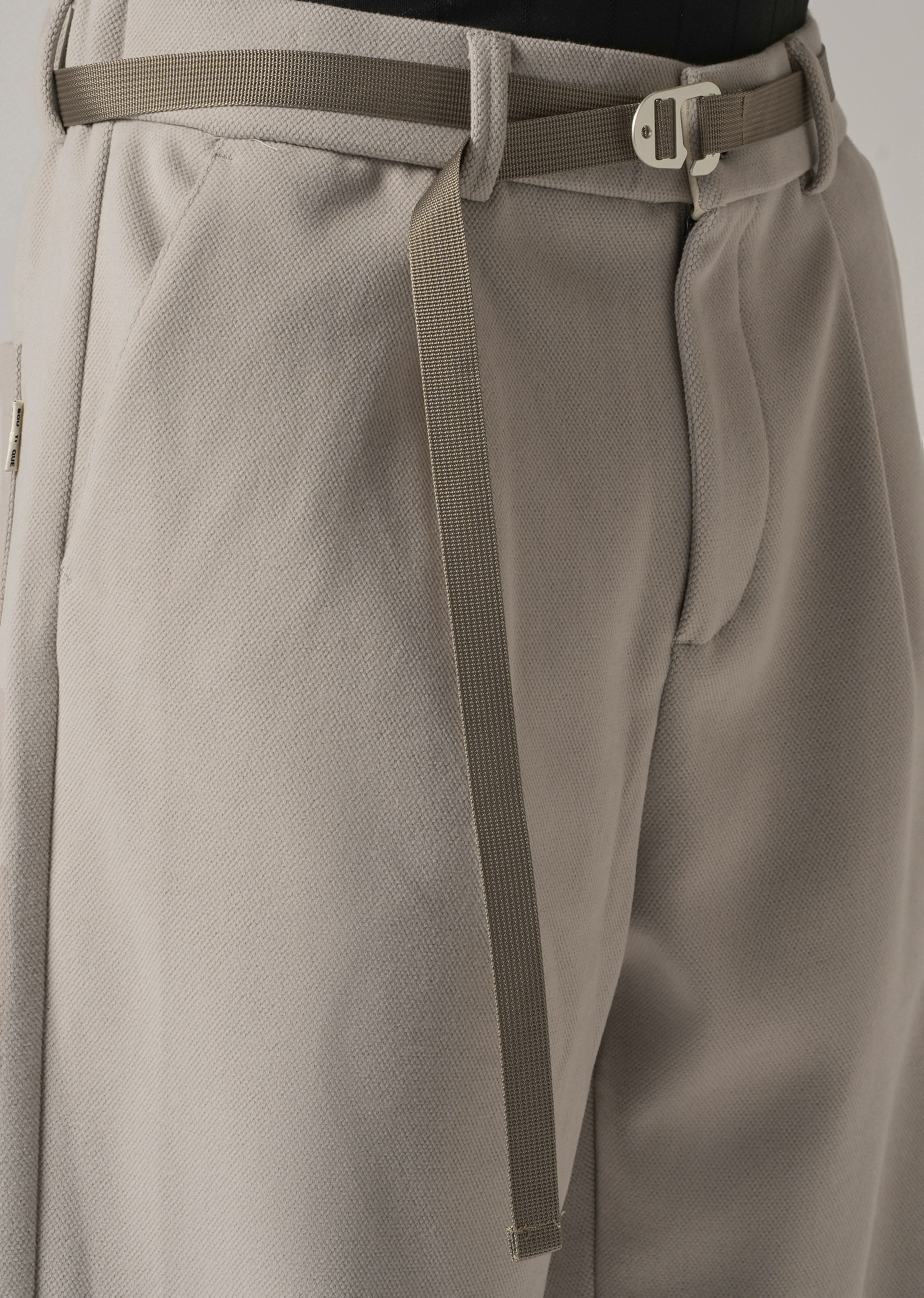 Light Beige Relaxed Fit Textured Pleated Pant