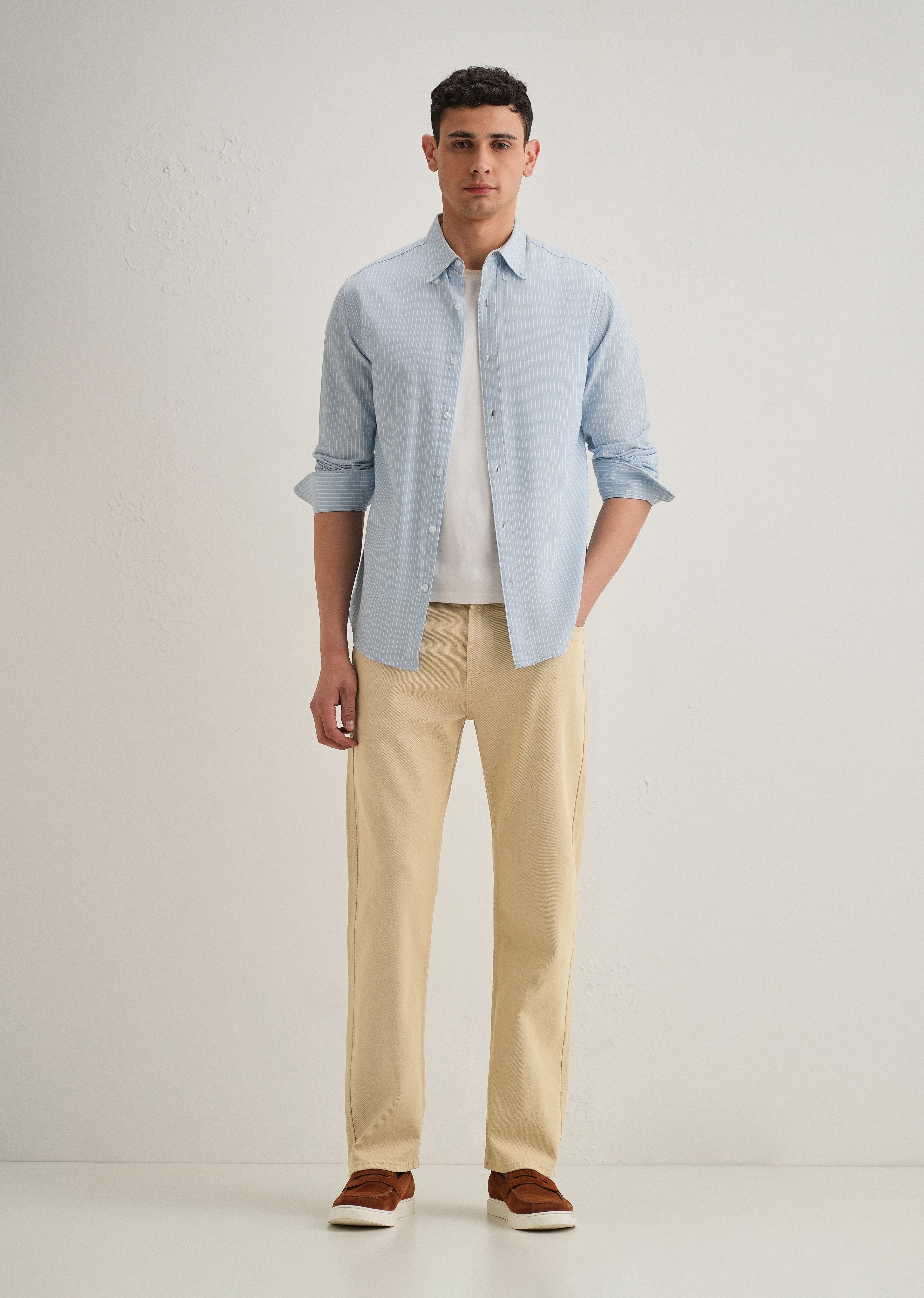 Light Beige Straight Fit Denim