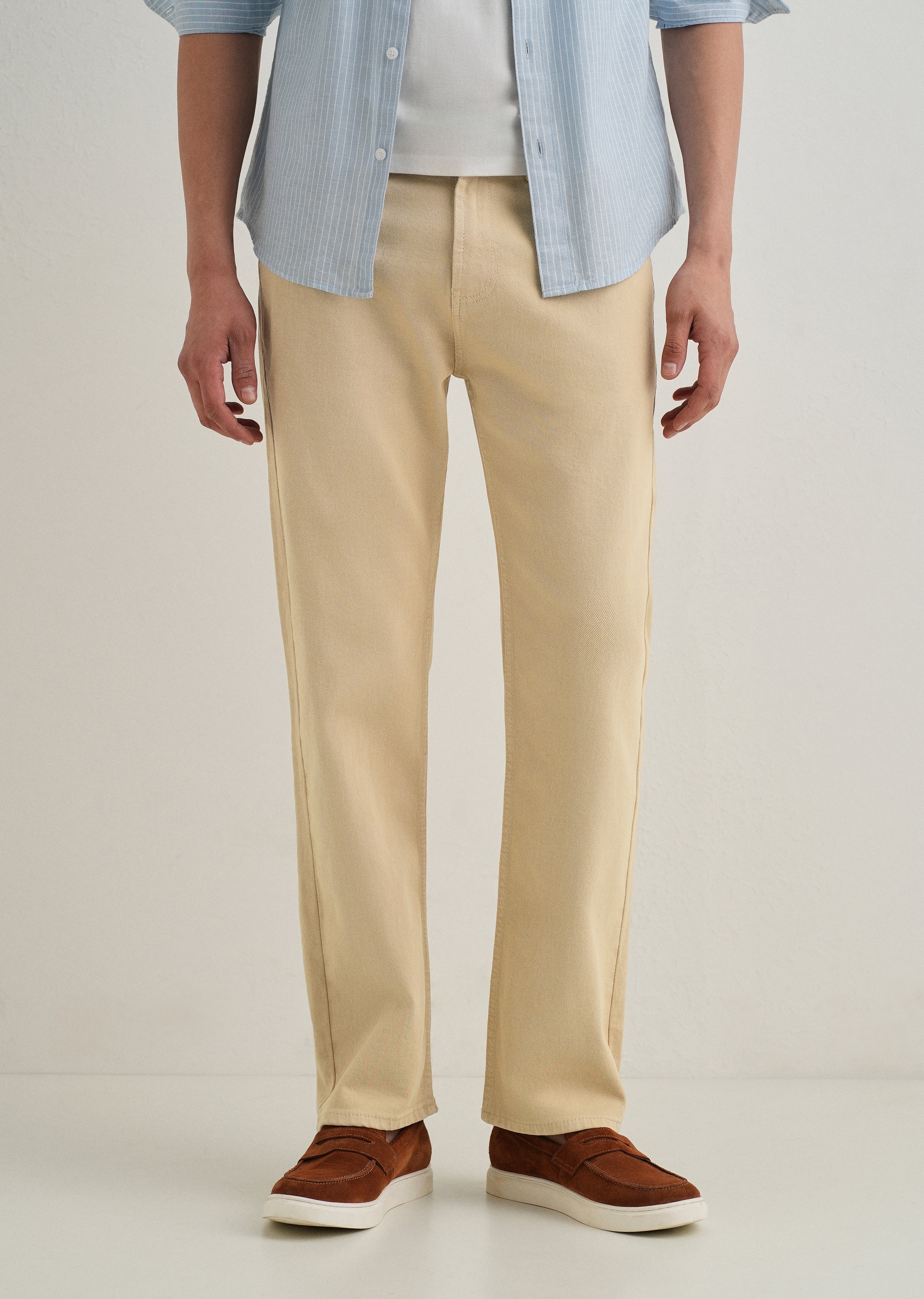 Light Beige Straight Fit Denim