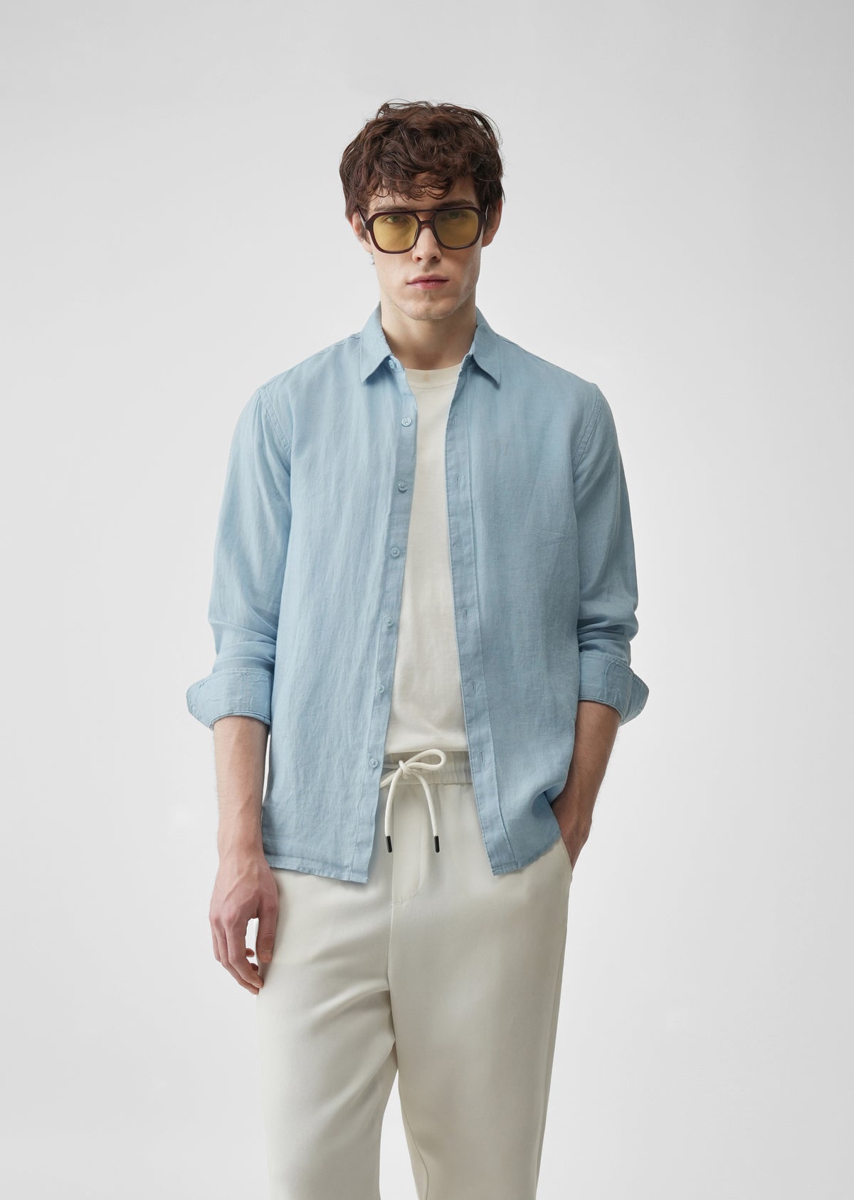 Light Blue 100% Pure Linen Shirt