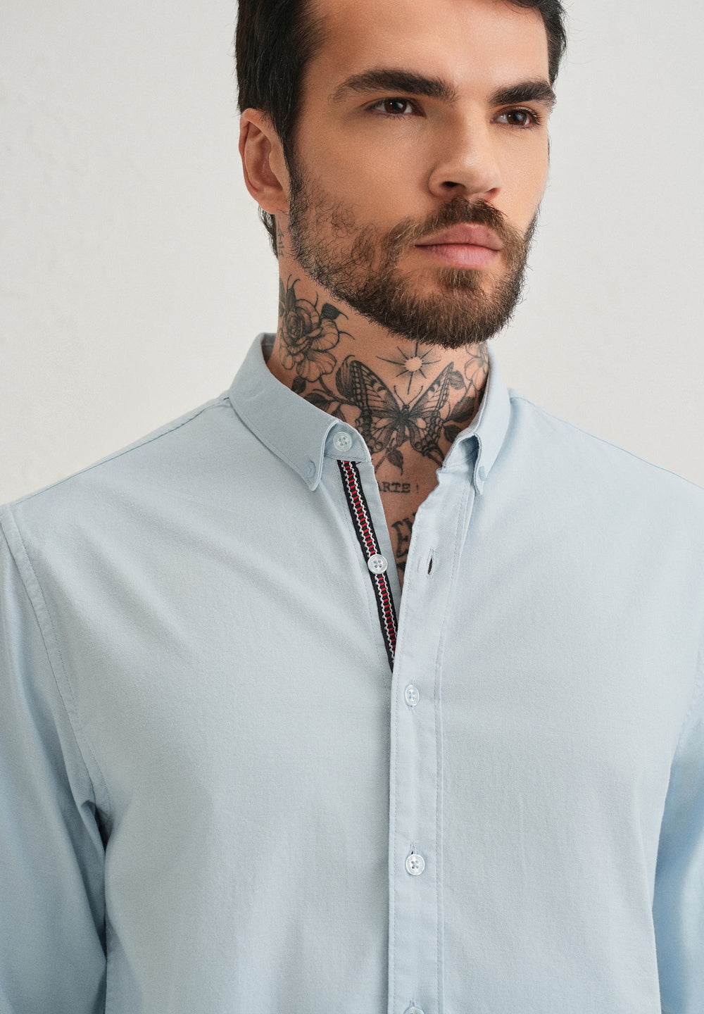 Light Blue Contrast Placket Shirt