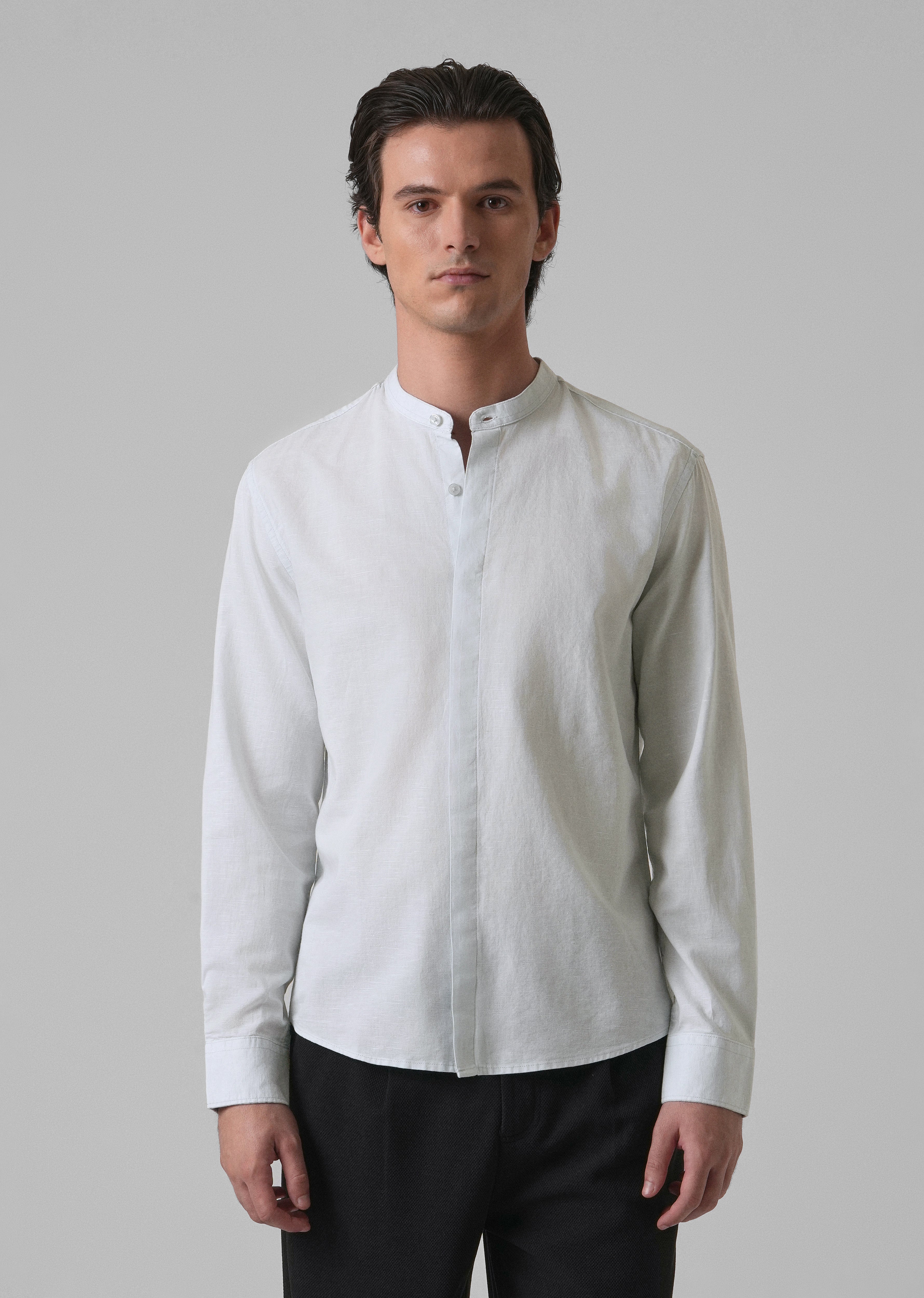 Light Blue Cotton Linen Shirt