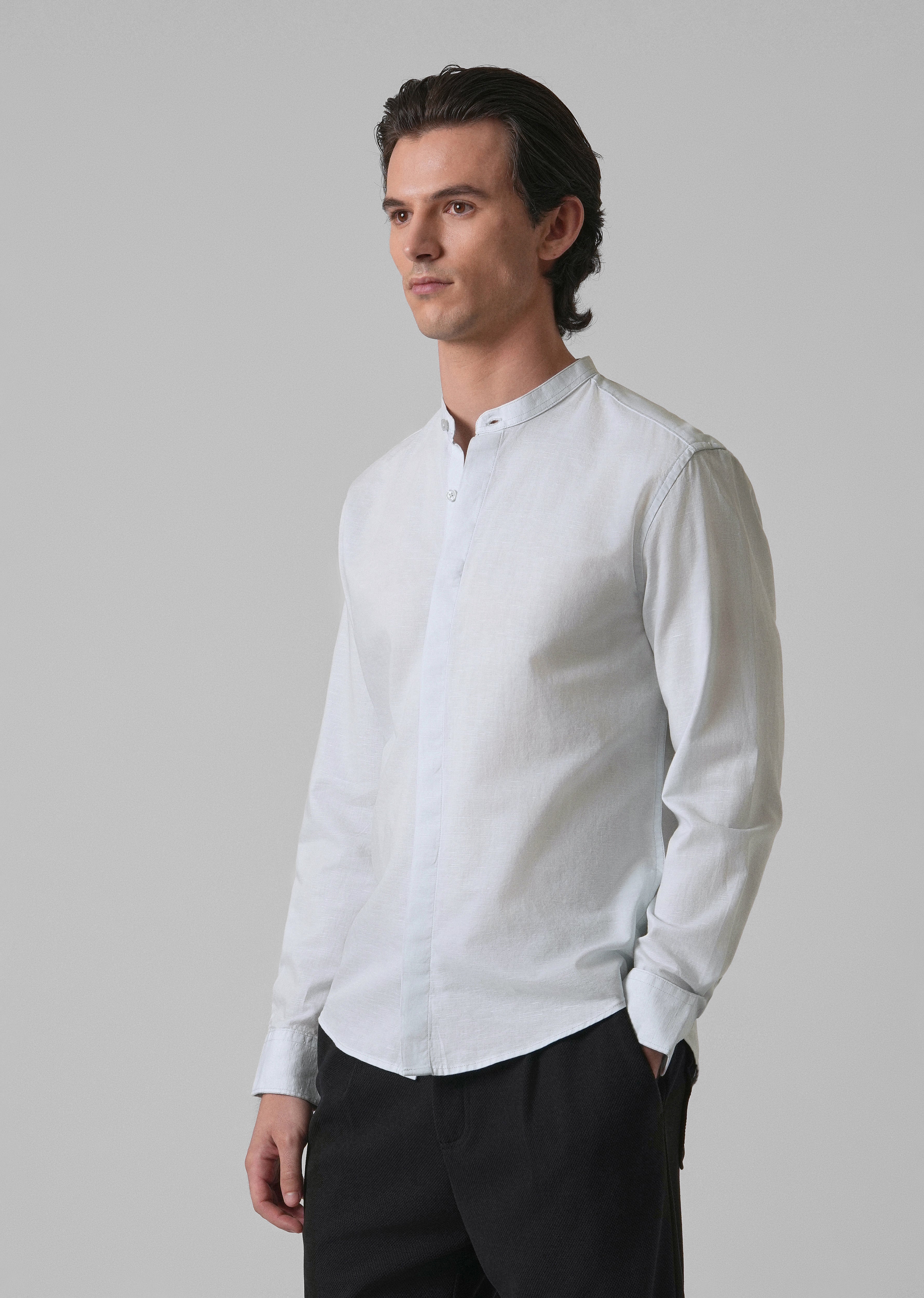 Light Blue Cotton Linen Shirt